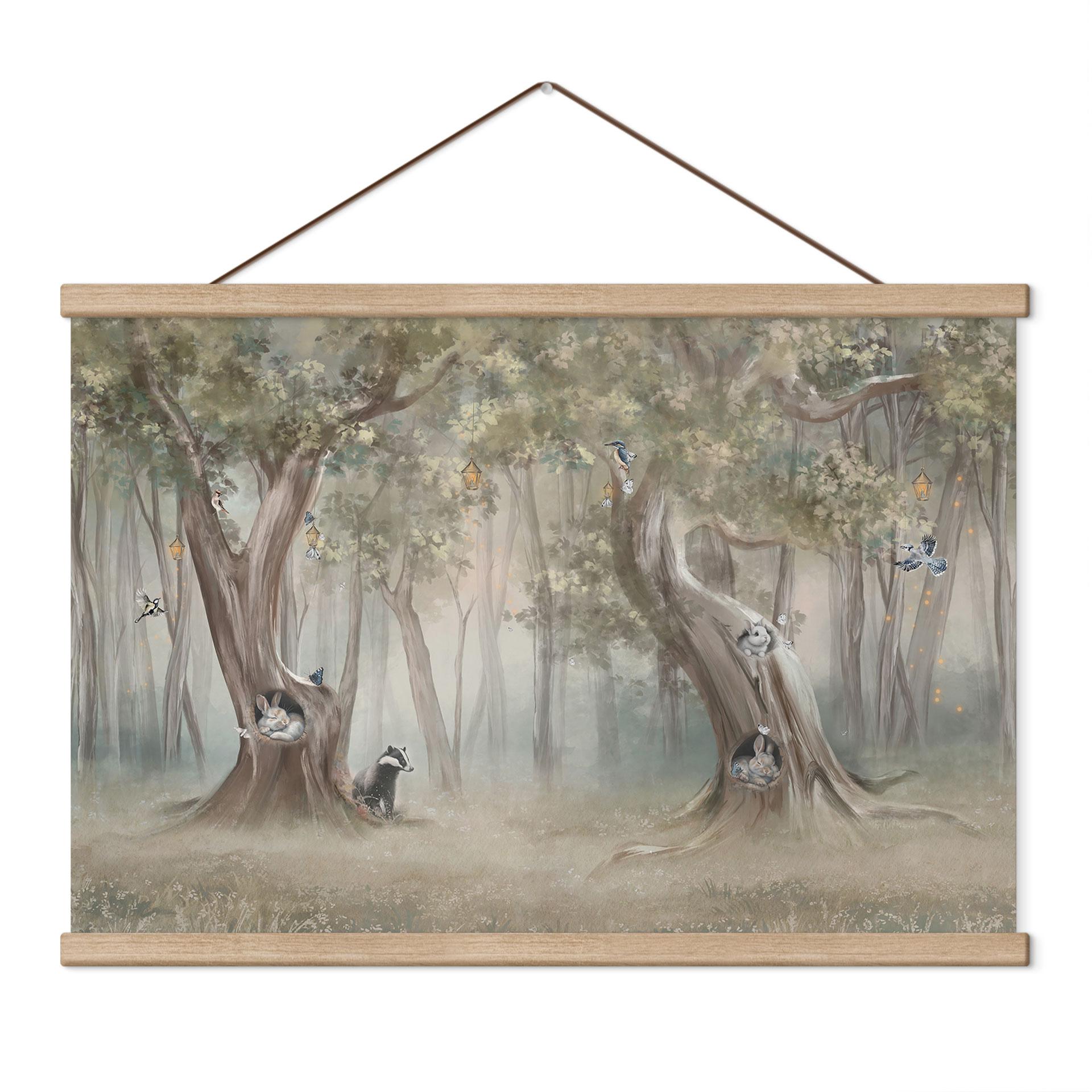 Textielposter Schattige bosdieren tussen de bomen - Ms Tiff