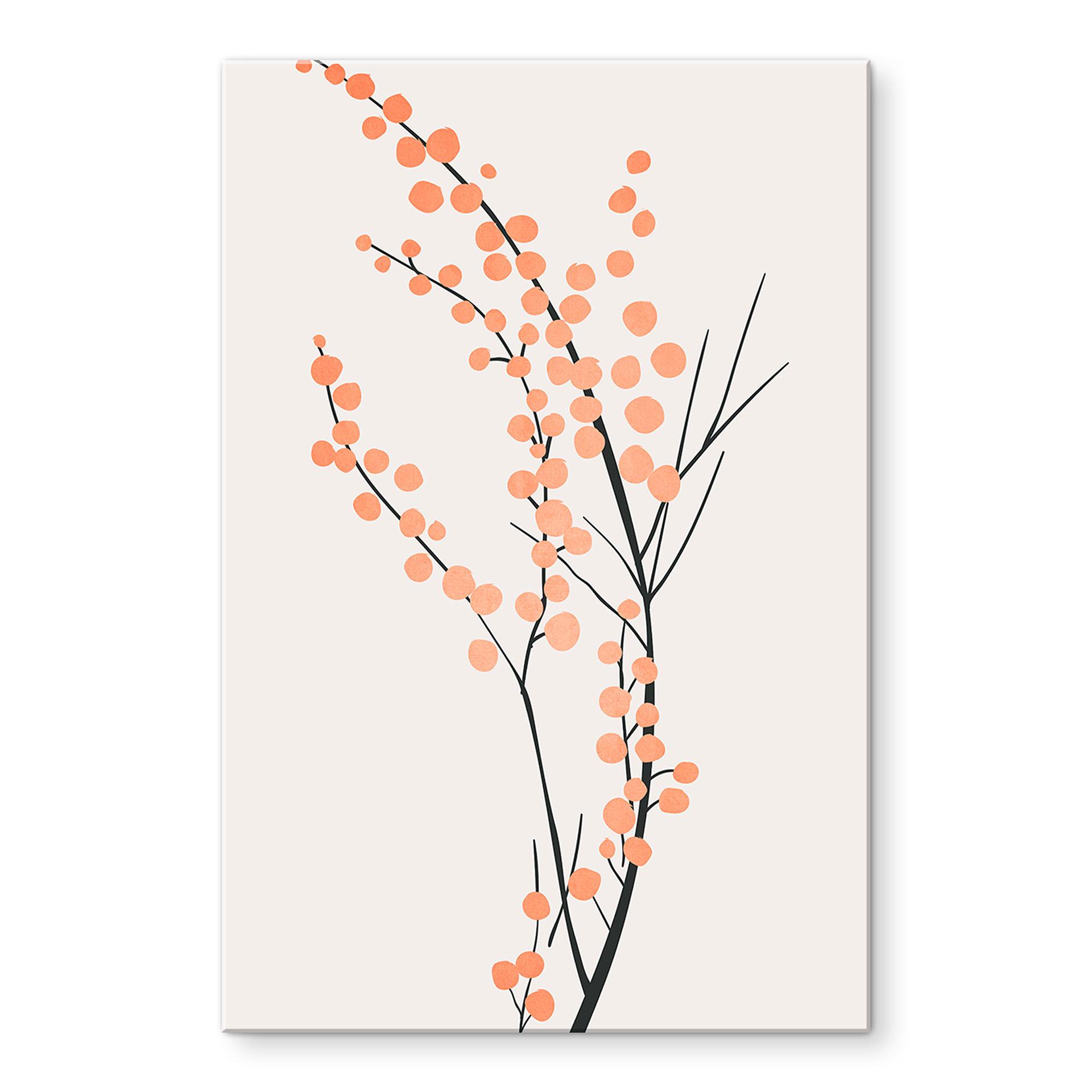 Akrylbillede Ferskenfarvede kirsebærblomster - Kubistika