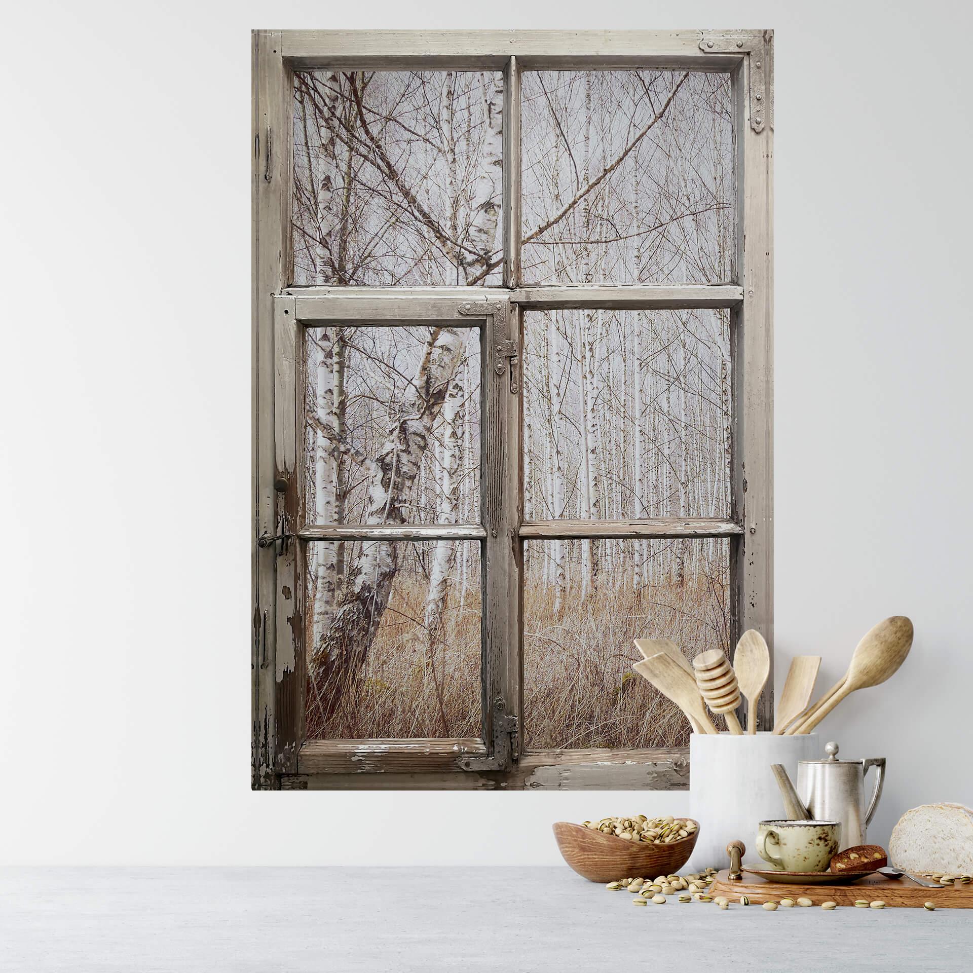 3D Muursticker Shabby Raam - Berkenbos