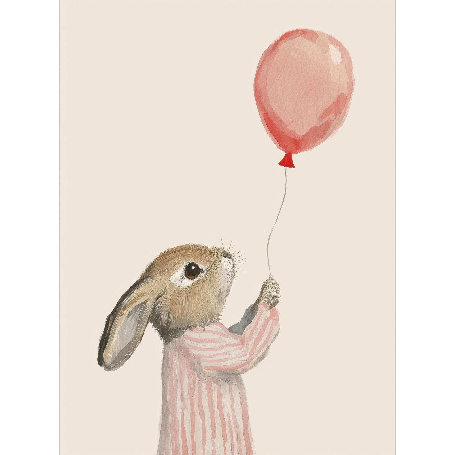 Lief konijntje met ballon behang | kinderkamer behang - Treechild