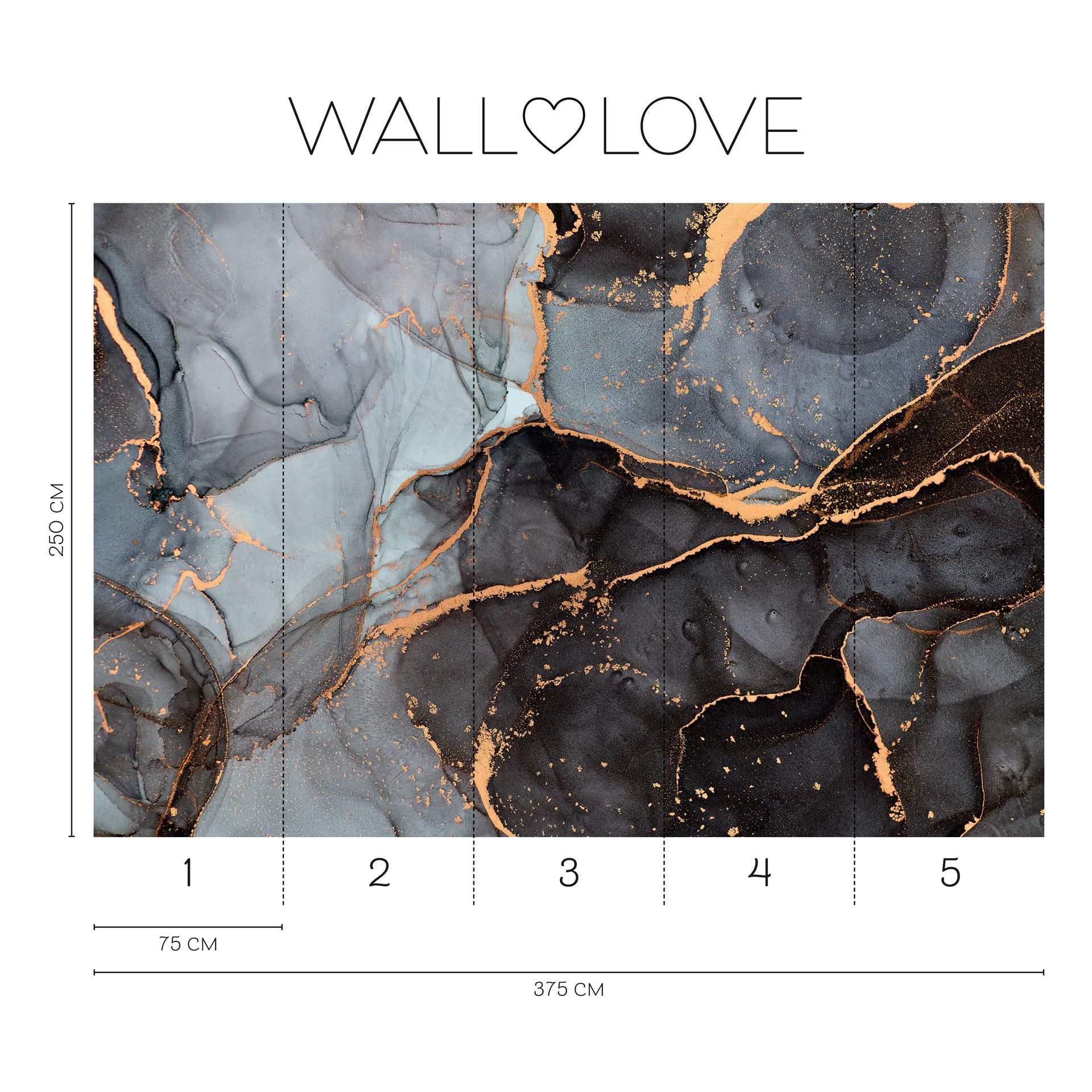 Abstracte Fotobehang zwart grijs goud - Vliesbehang 3,75 m x 2,50 m modern
