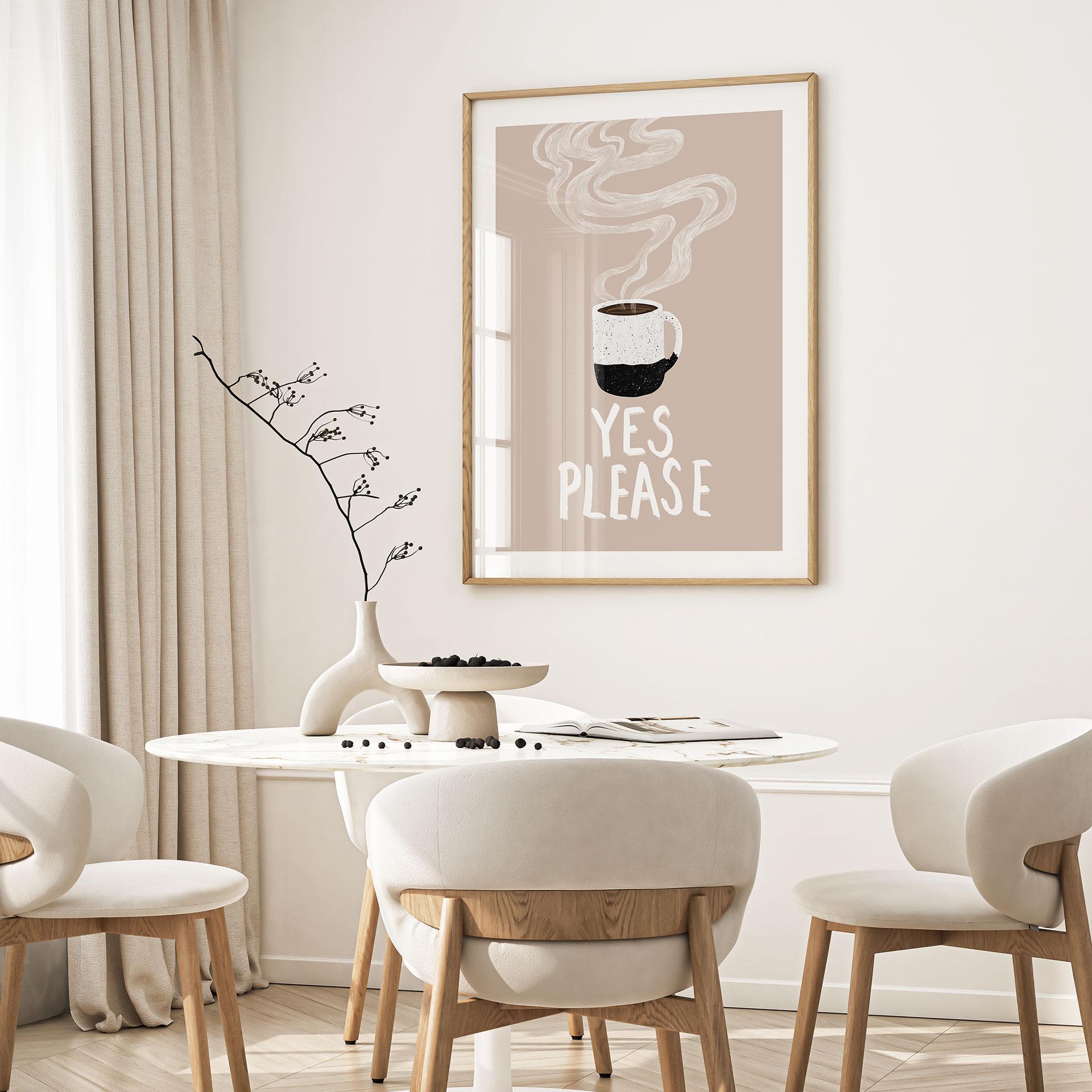 Plakat til køkkenet - Varm kop kaffe om morgenen - EMELIEmaria