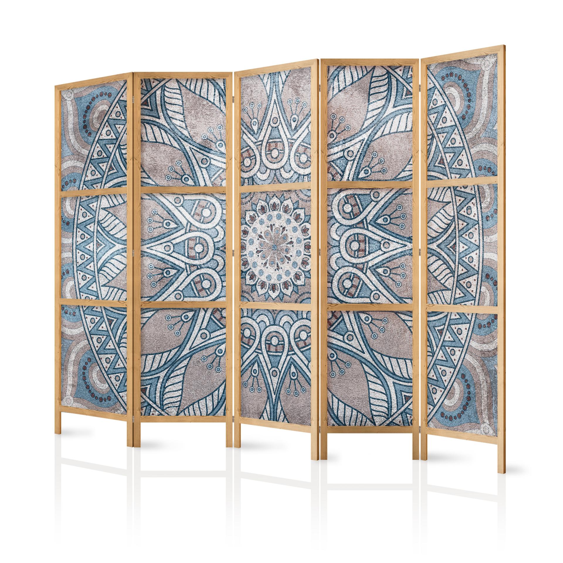Parete divisoria pieghevole giapponese - Mandala grigio, 3 pezzi
