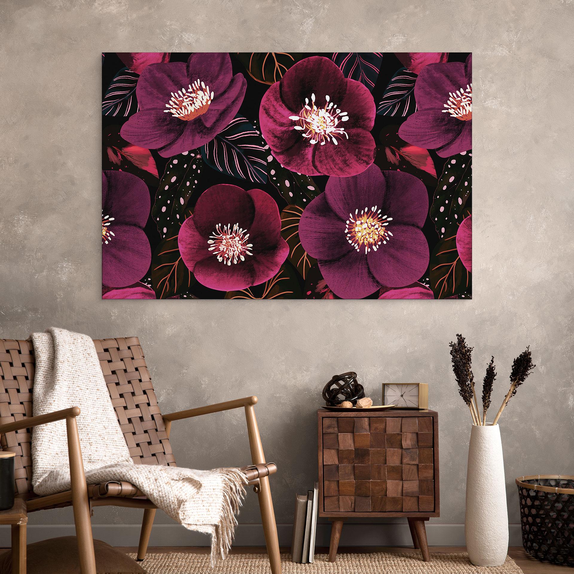 Billede Blomster i lilla toner - Anis-illustration – print på aluminium (Alu-Dibond)