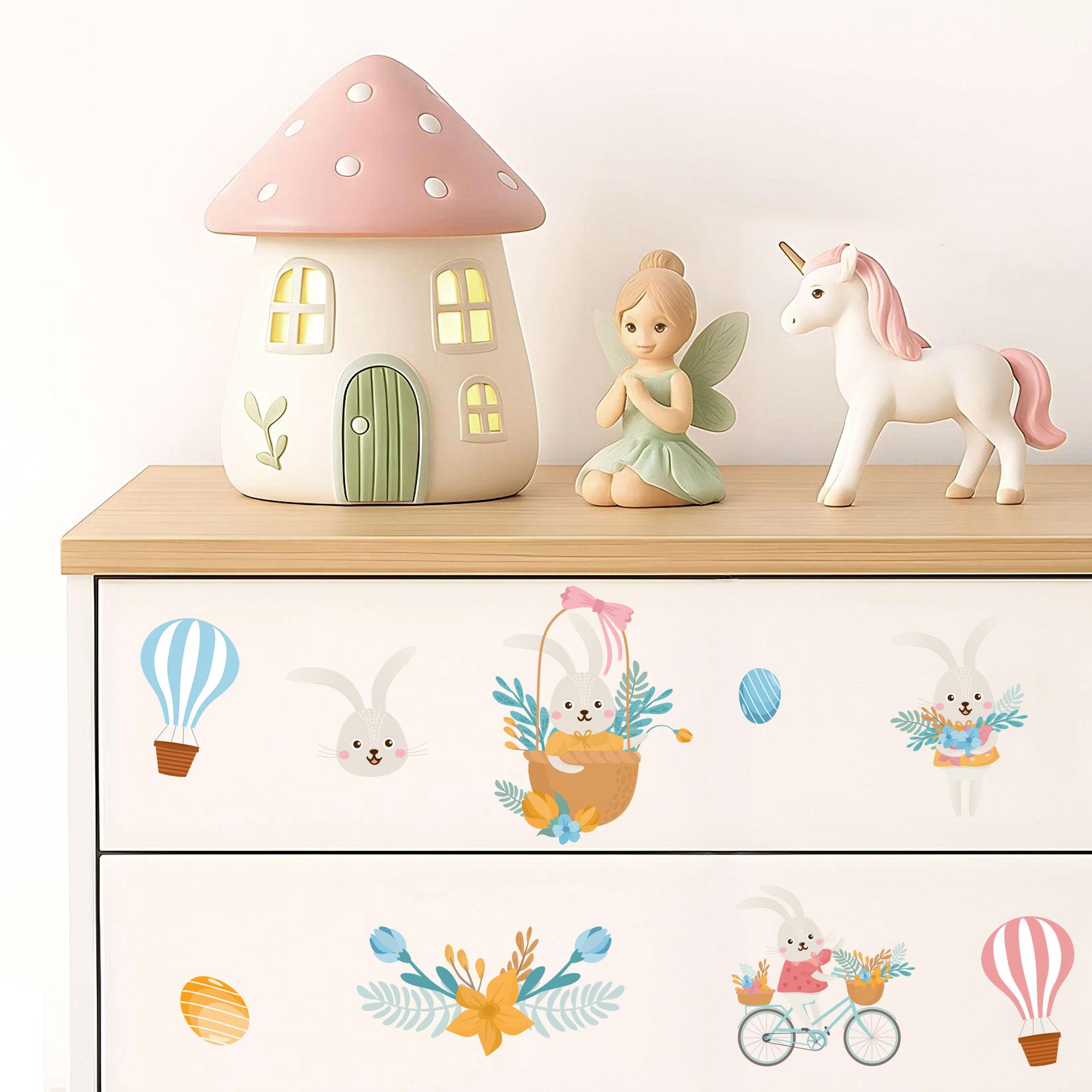 Wallsticker Klistermærker Farverige kaniner til påske