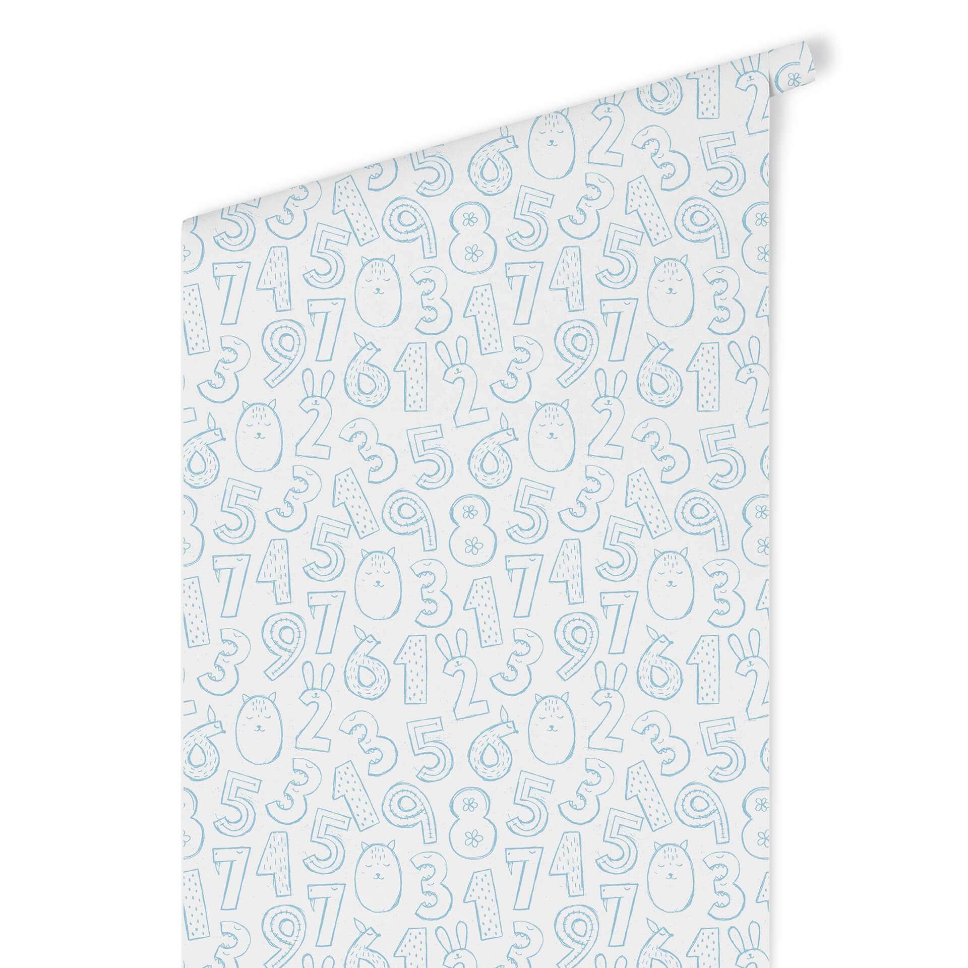 Patroonbehang nummers 1x1 - blauw