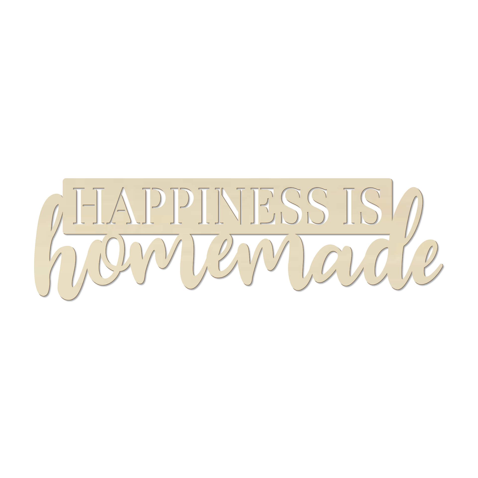 Scritta in legno pioppo Happiness is homemade