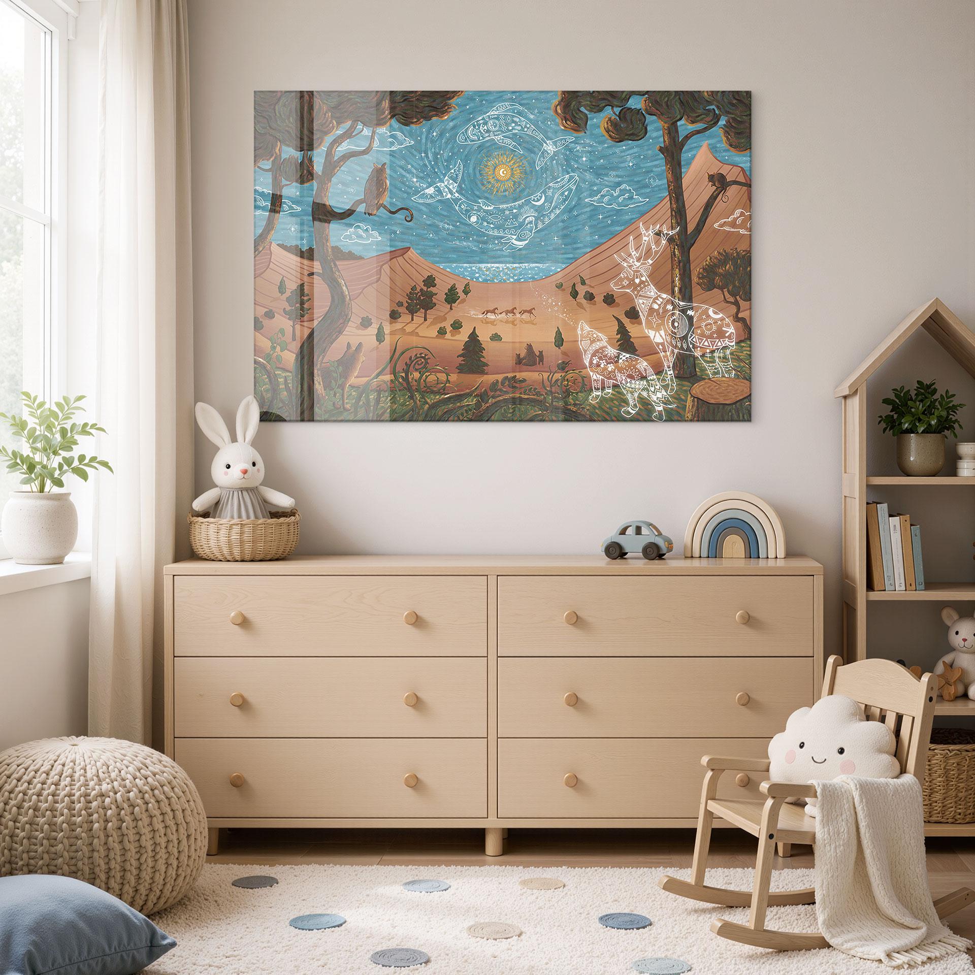 Akrylbillede Åndeligt Dyrerige om Natten - Oliver Robins