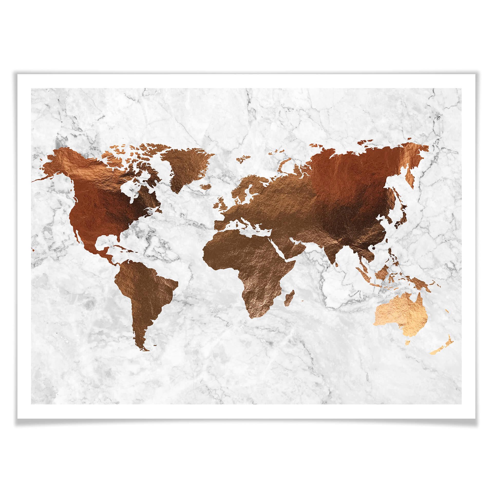 Plakat o wyglądzie miedzi - Mapa świata