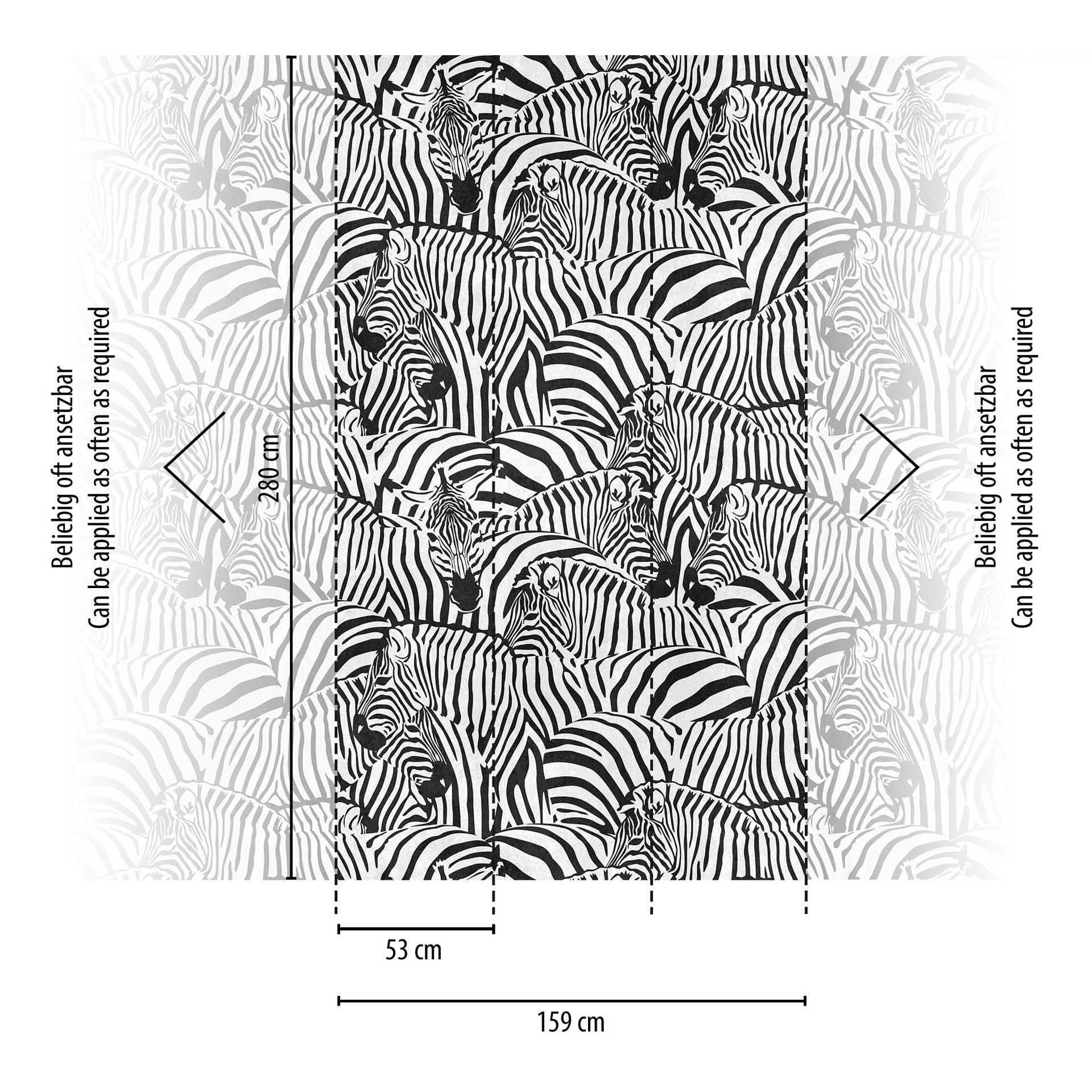 Zebra behang zwart wit - vliesbehang met dierenprint voor woonkamer & slaapkamer