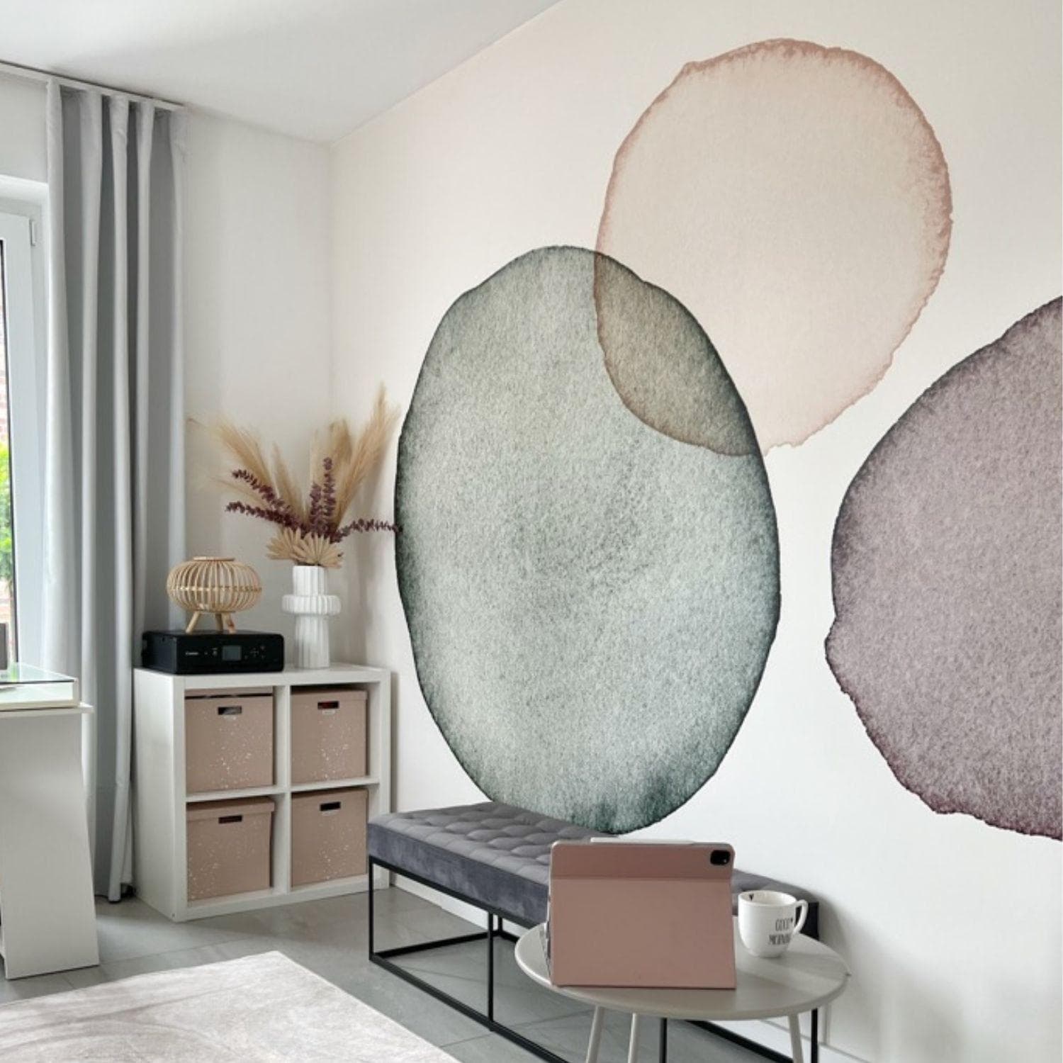 Livingwalls papier peint photo ARTist Calm avec motif aquarelle crème, vert, orange, violet