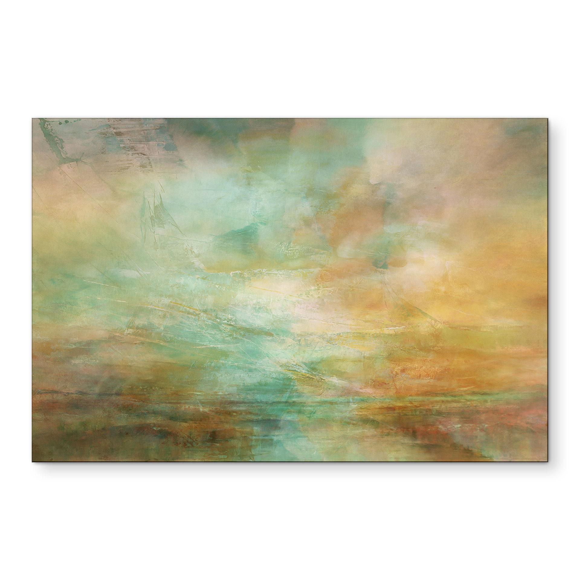 Billede turkis-gyldent lys ved havet - Schmucker – print på aluminium (Alu-Dibond)