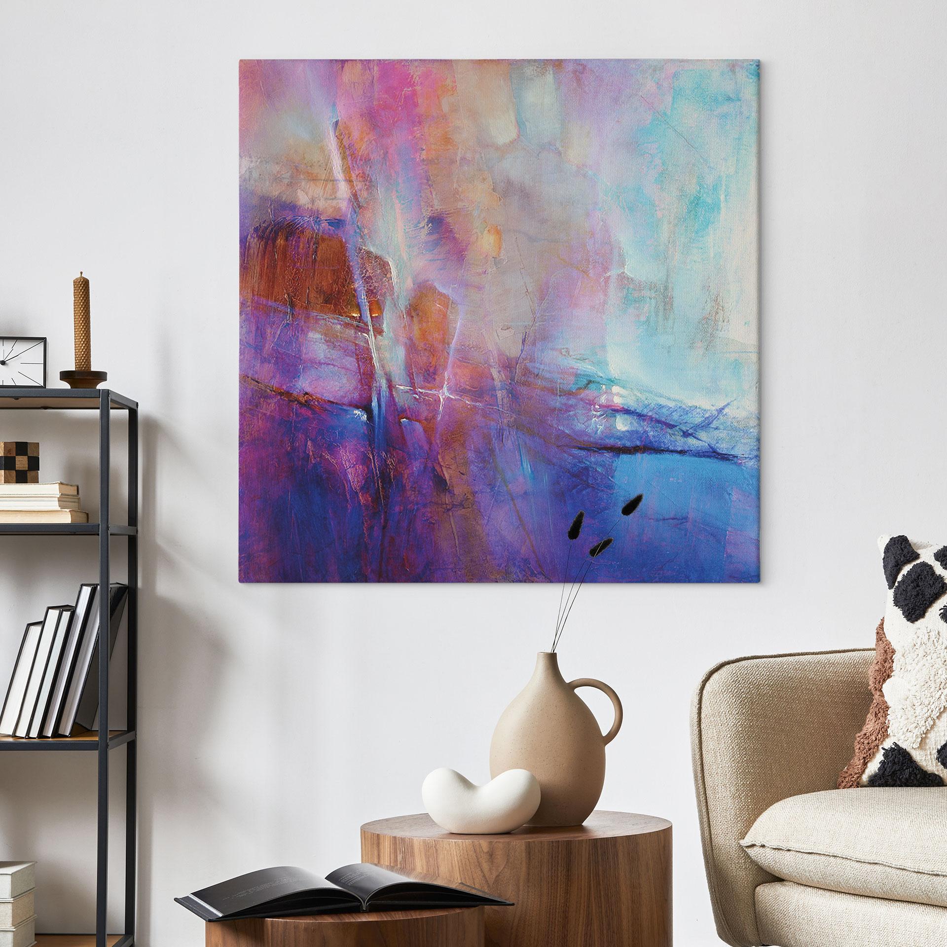 Obraz na płótnie Abstrakcyjna linia brzegowa w kolorze fioletowym - Schmucker | Abstract Art - Squar