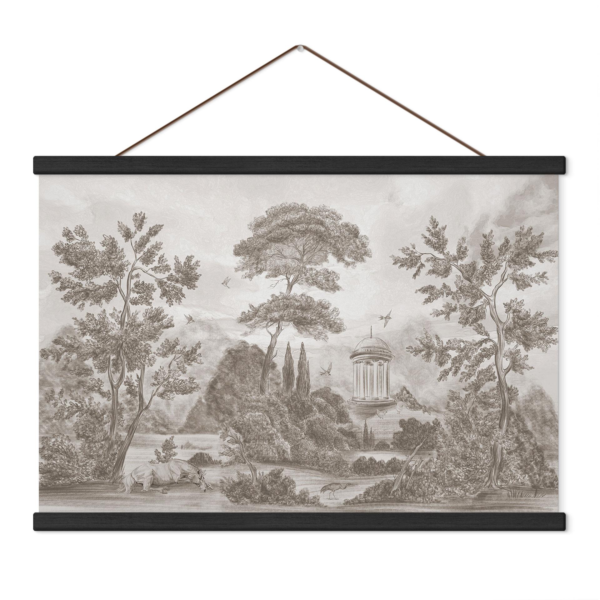 Textielposter Landschap met tuinlandschap in beige - Ms Tiff