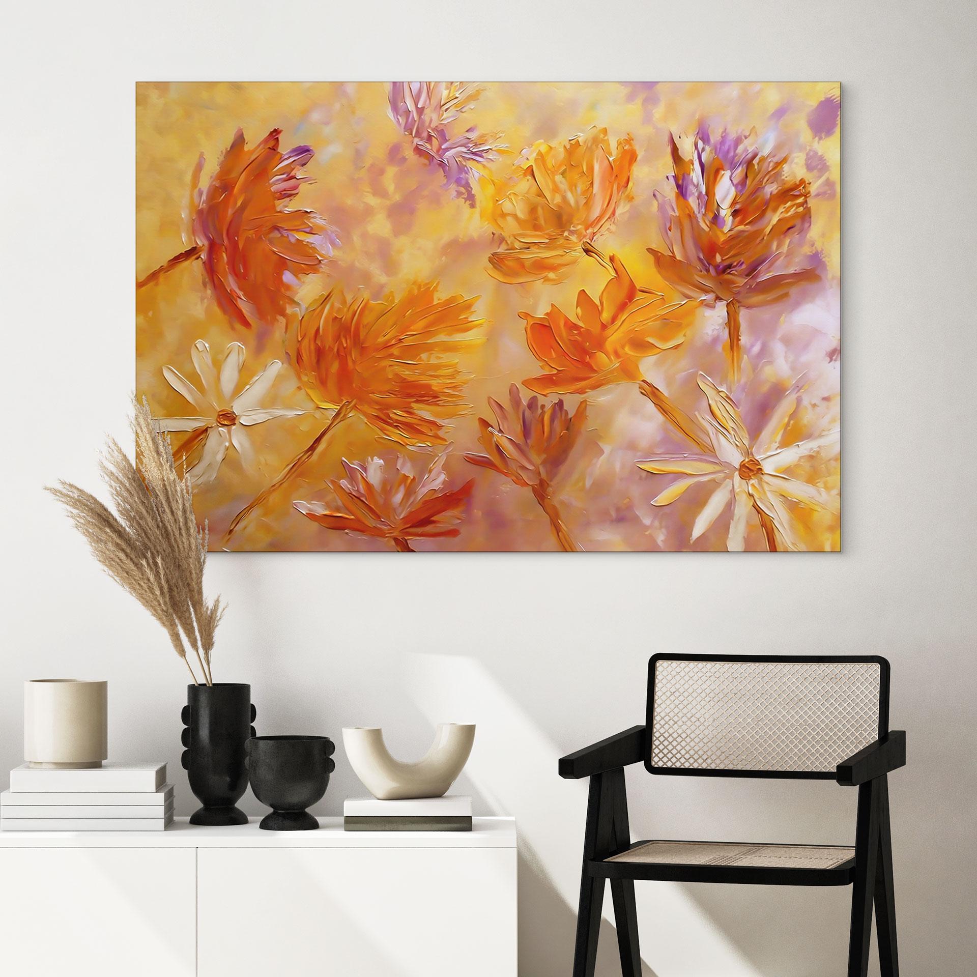 Vægmaleri Golden Blossom Rush | Blomstermaleri - Pomata – print på aluminium (Alu-Dibond)