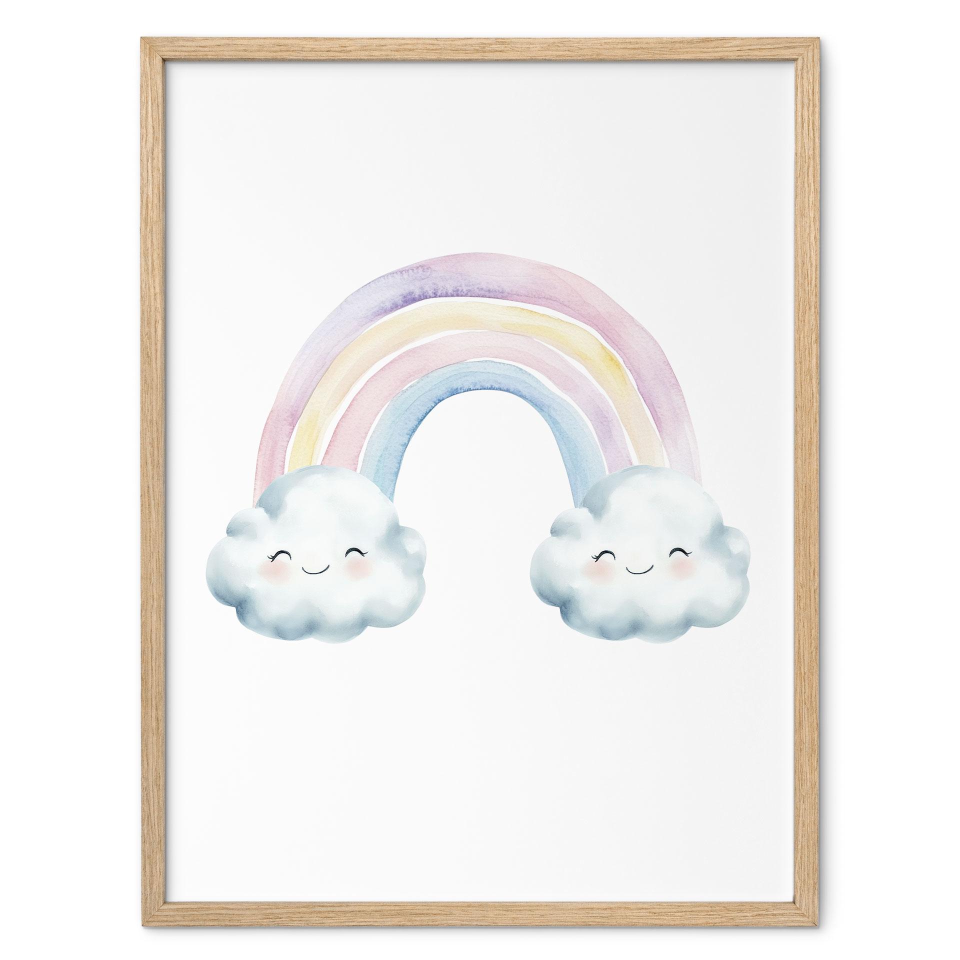 Plakat til børn - Regnbuemagi i pastelfarver