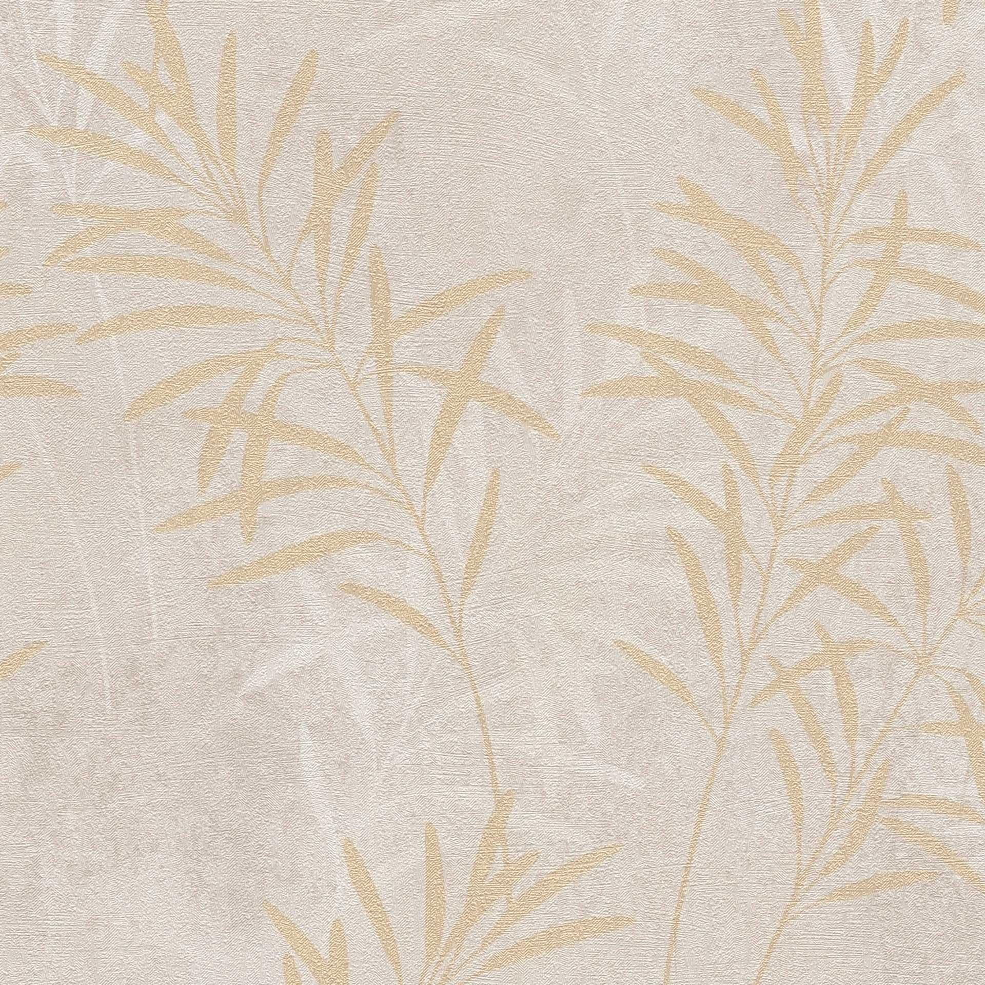 bloem behang creme grijs - natuur behang in landelijke stijl - vliesbehang woonkamer kantoor