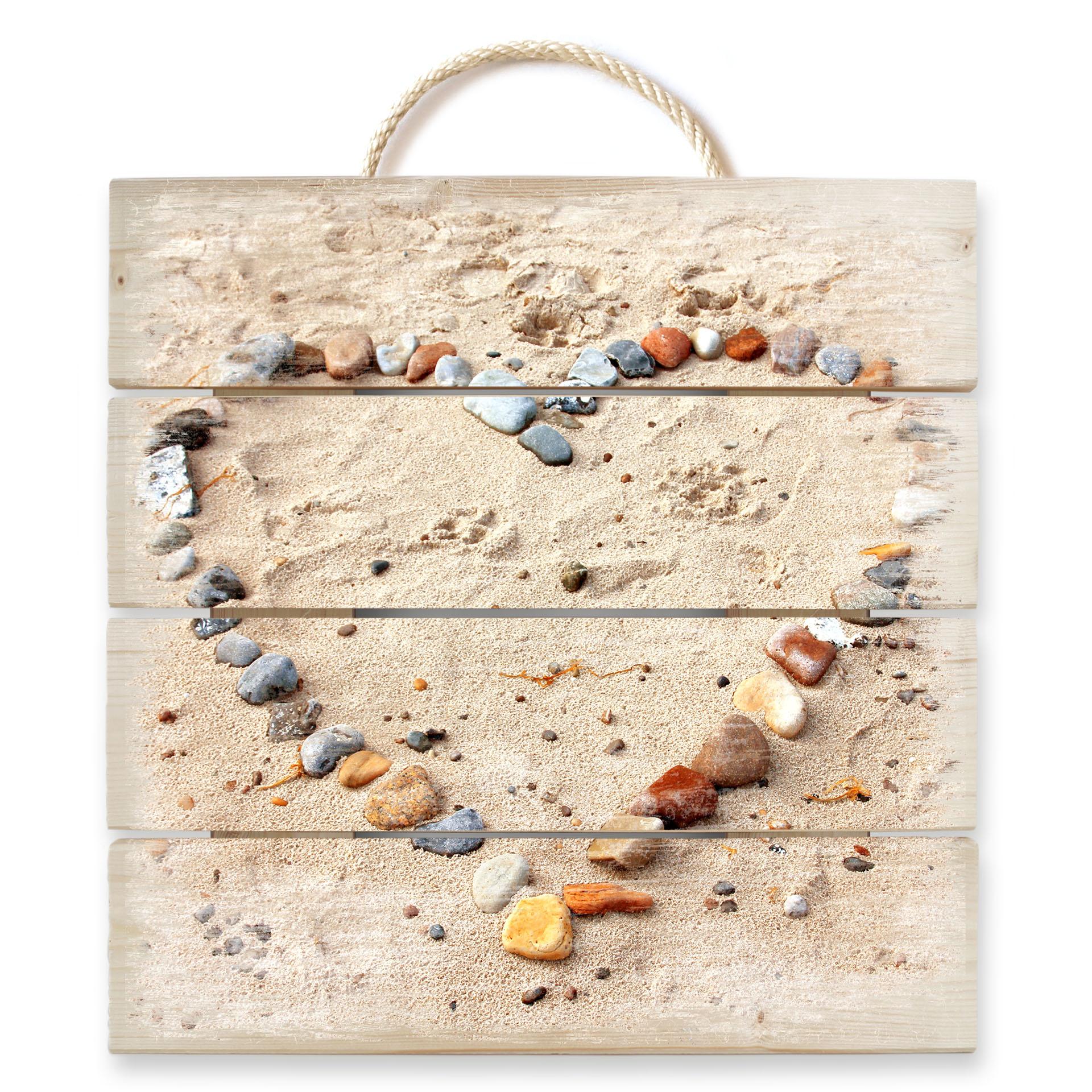Cuadro de madera playa del amor - 40x41,5 cm