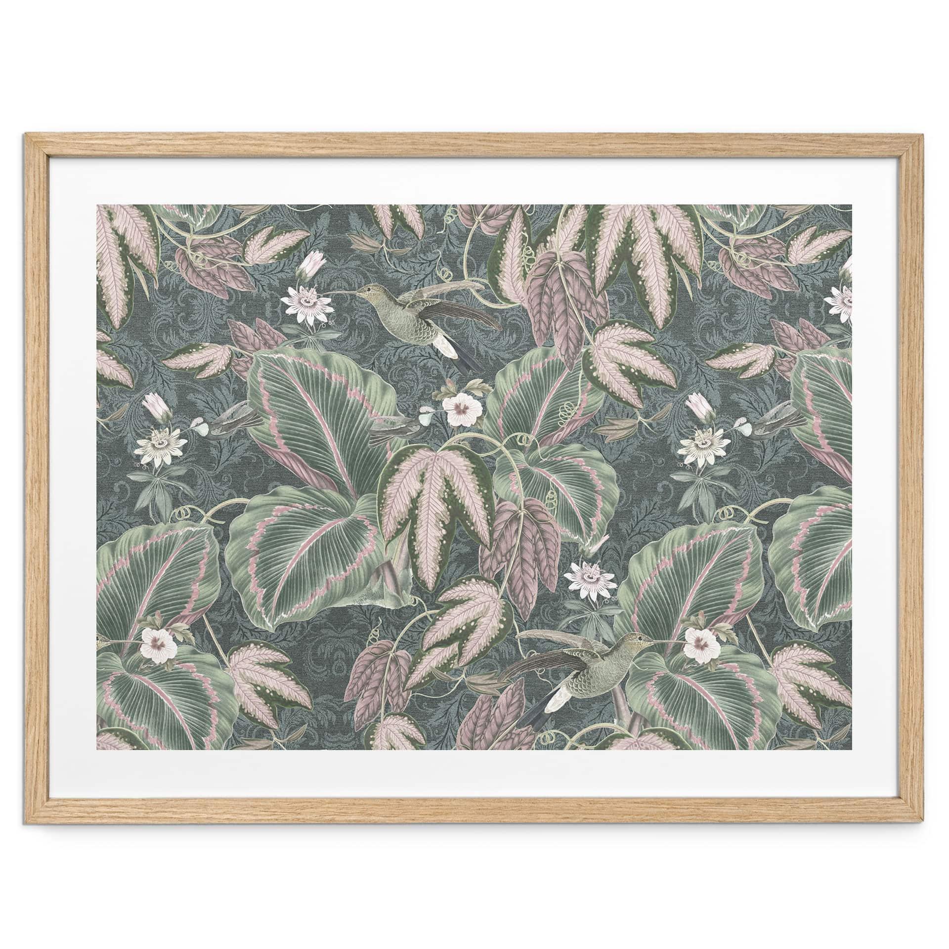Plakat med kolibri i en tropisk skov - Bloomery Decor
