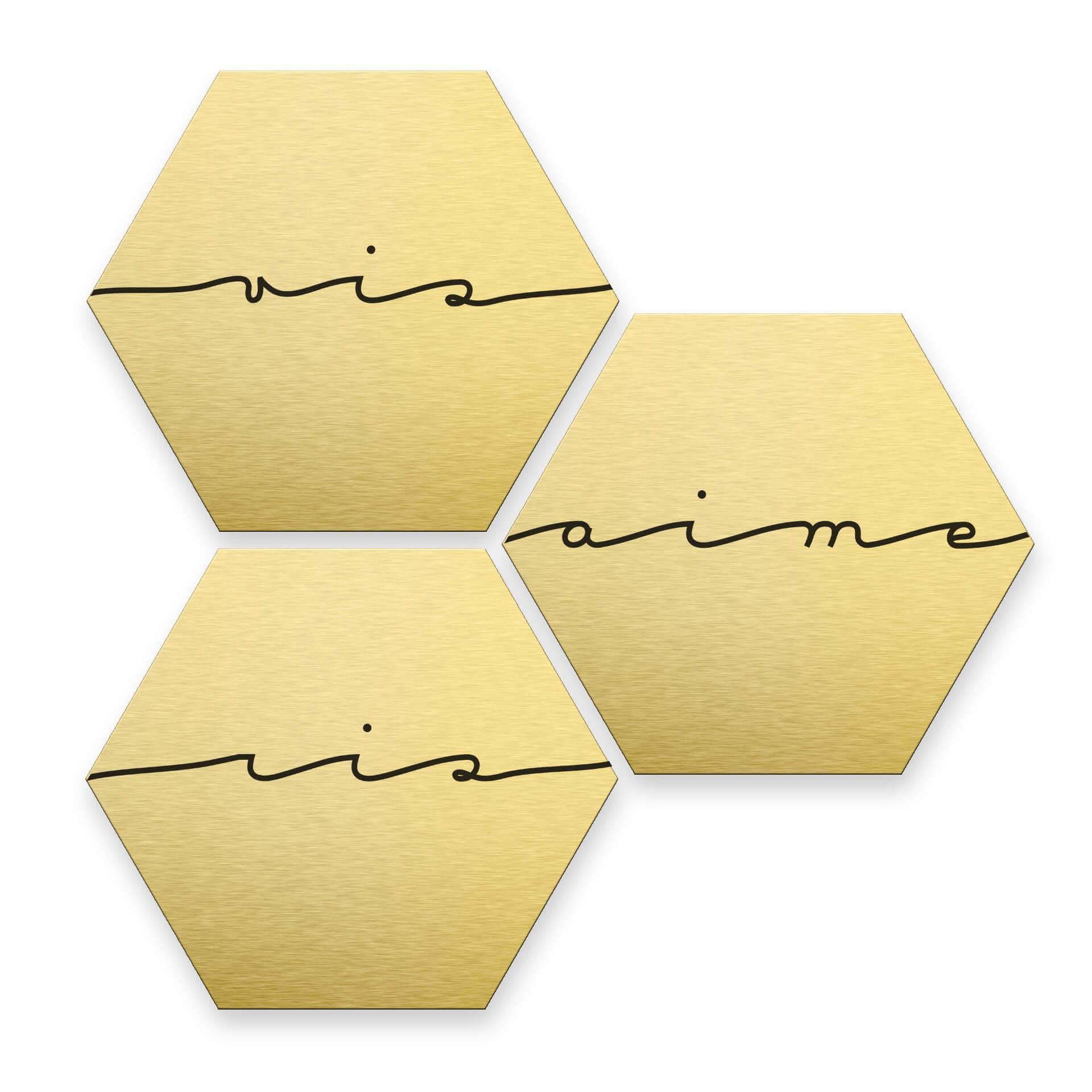 Esagoni Alu-Dibond - Vis ris aime (Set 3 pz.)