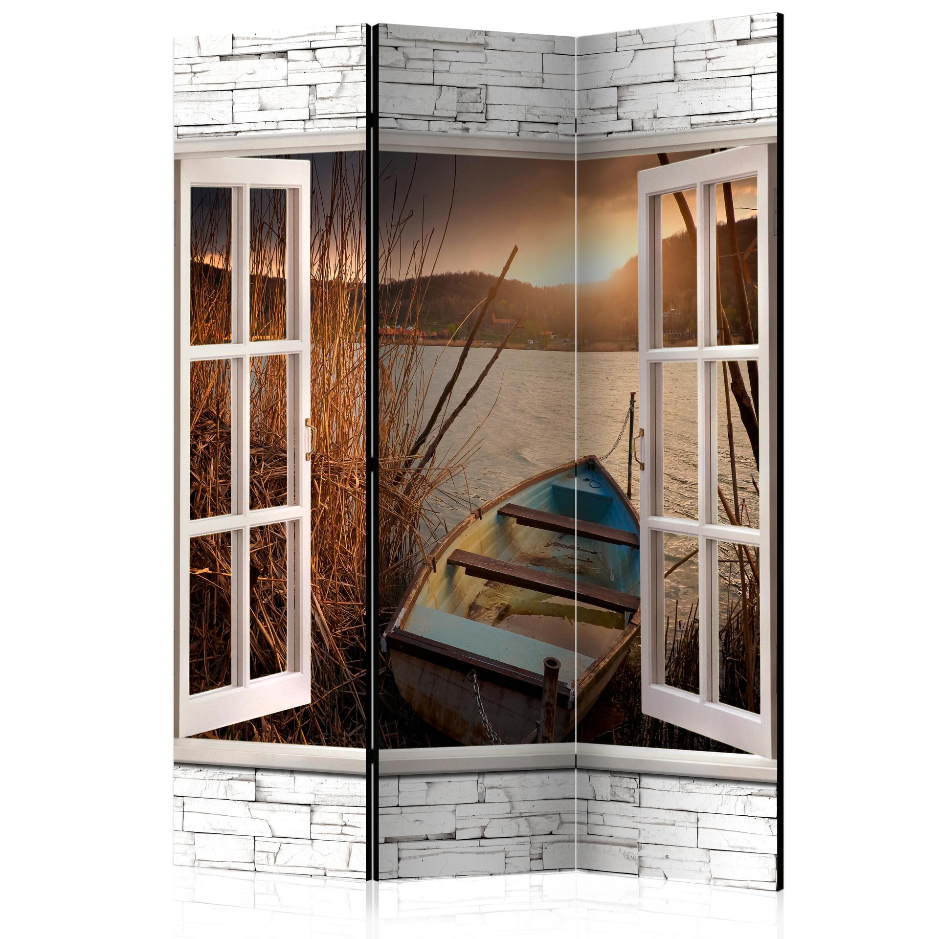 Screen room divider - Efterårssø, 3-delt
