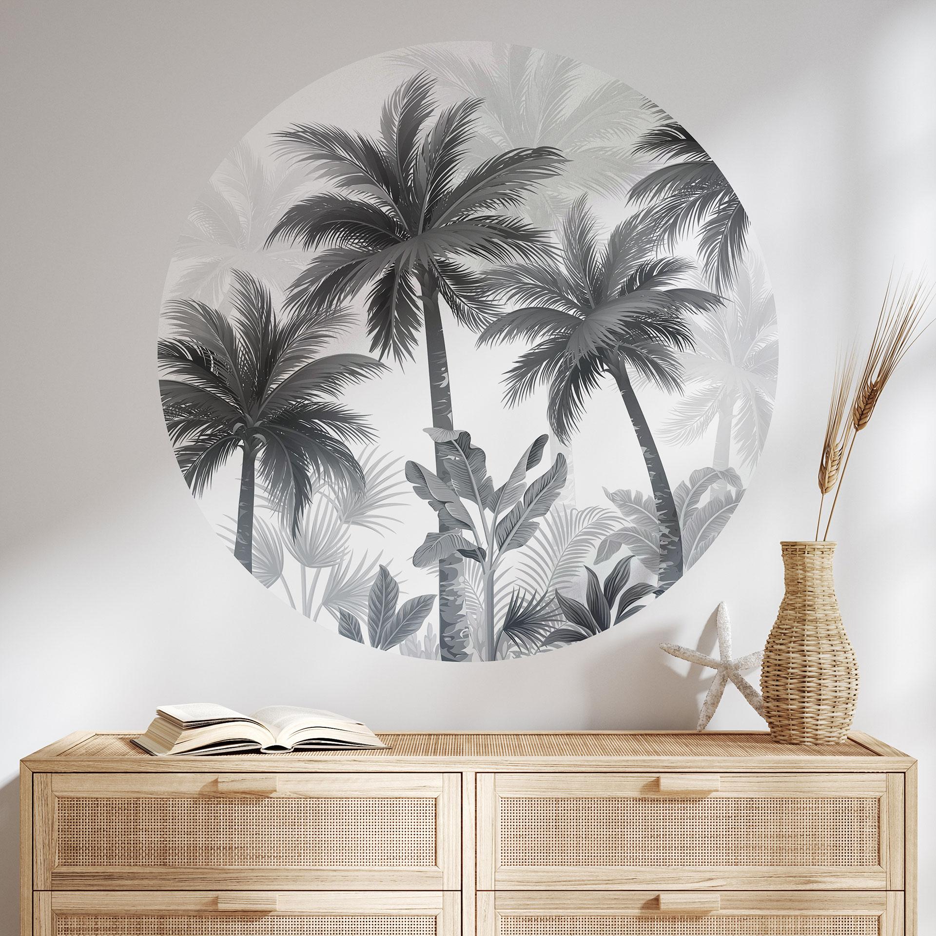 Eksotisk palmelandskab Wallsticker - Rund