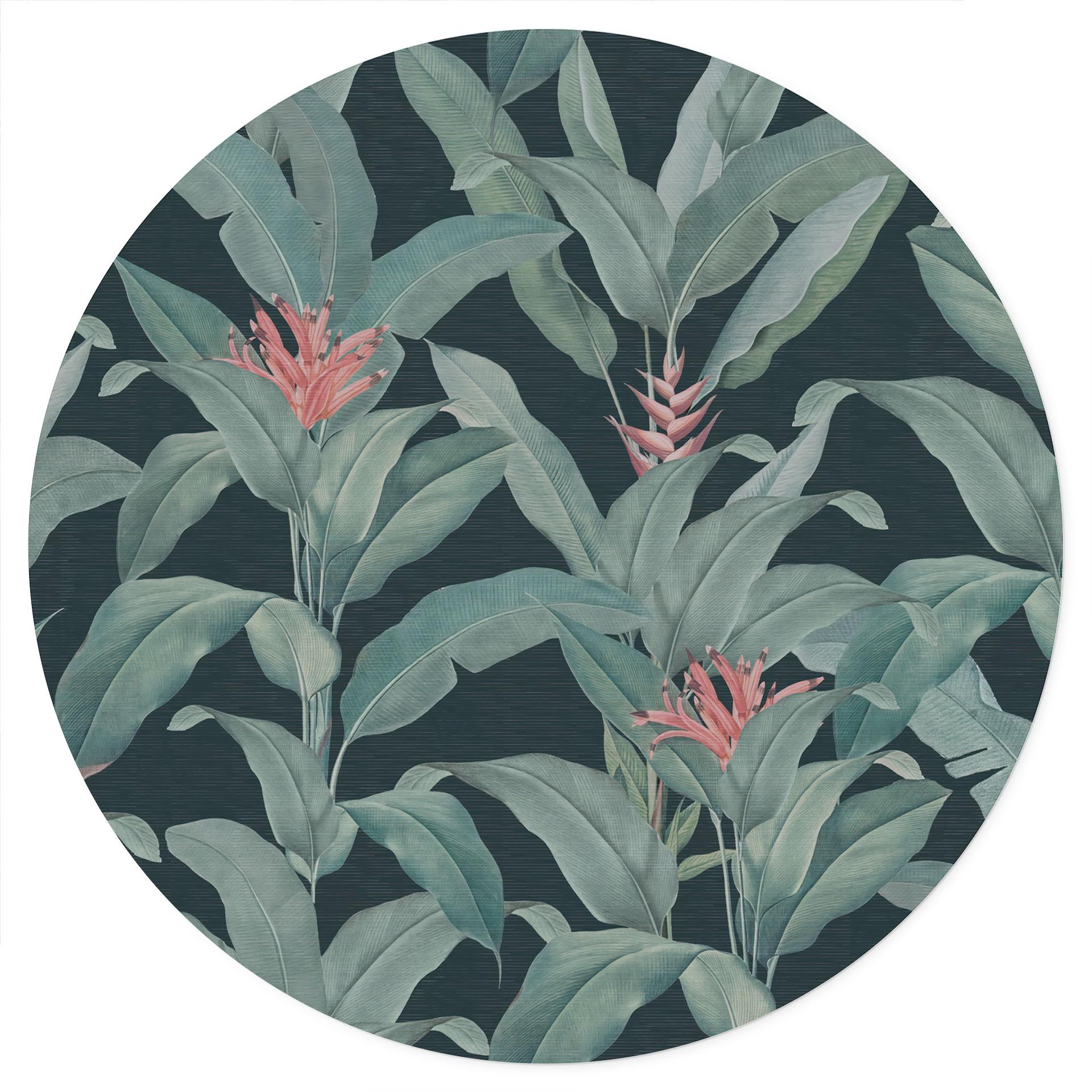 Muursticker Urban Jungle Tropische Bladeren Groen - Bloemdecor - Rond