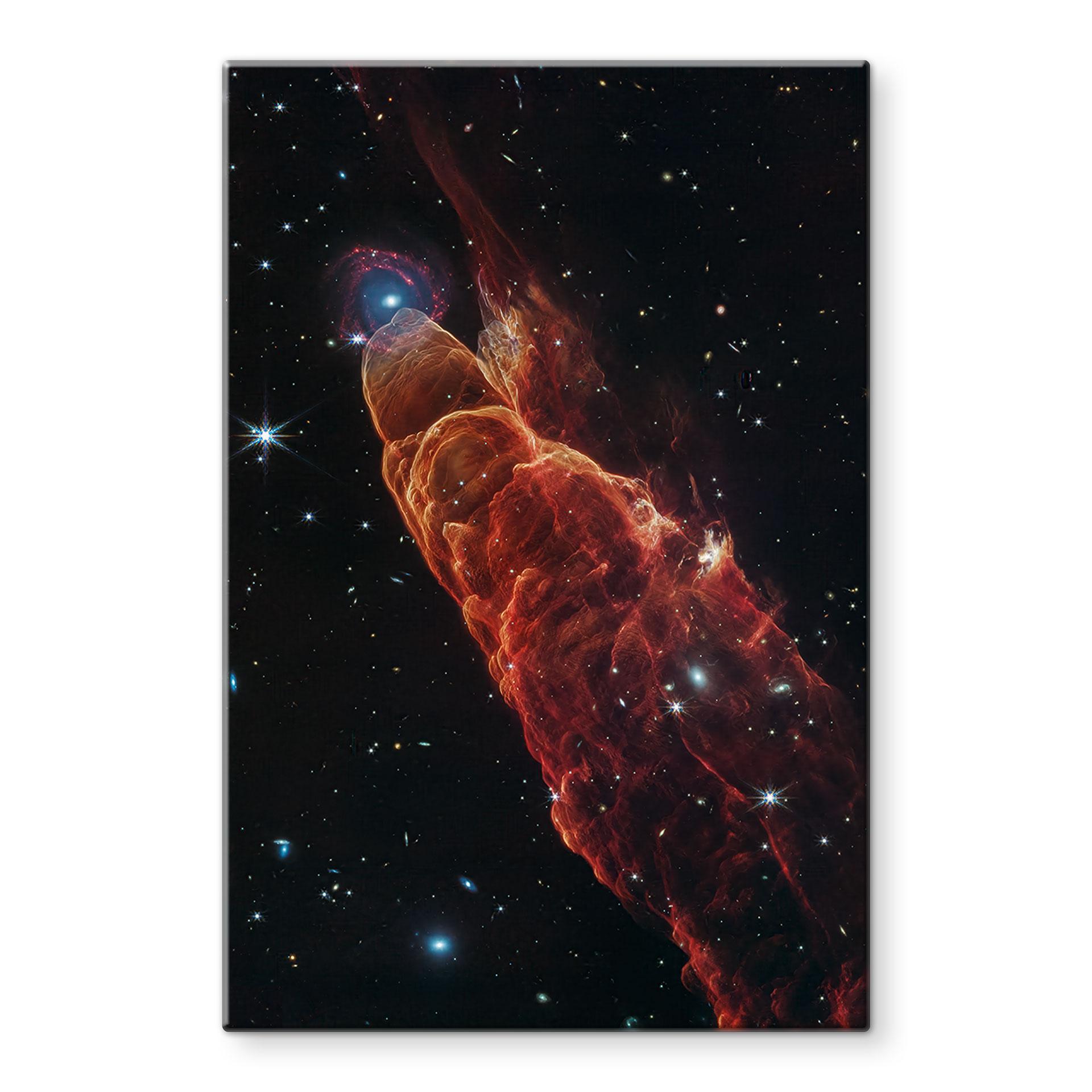 Glasbillede - James Webb Telescope - Cosmic Hurricane Herbig Haro 49/50