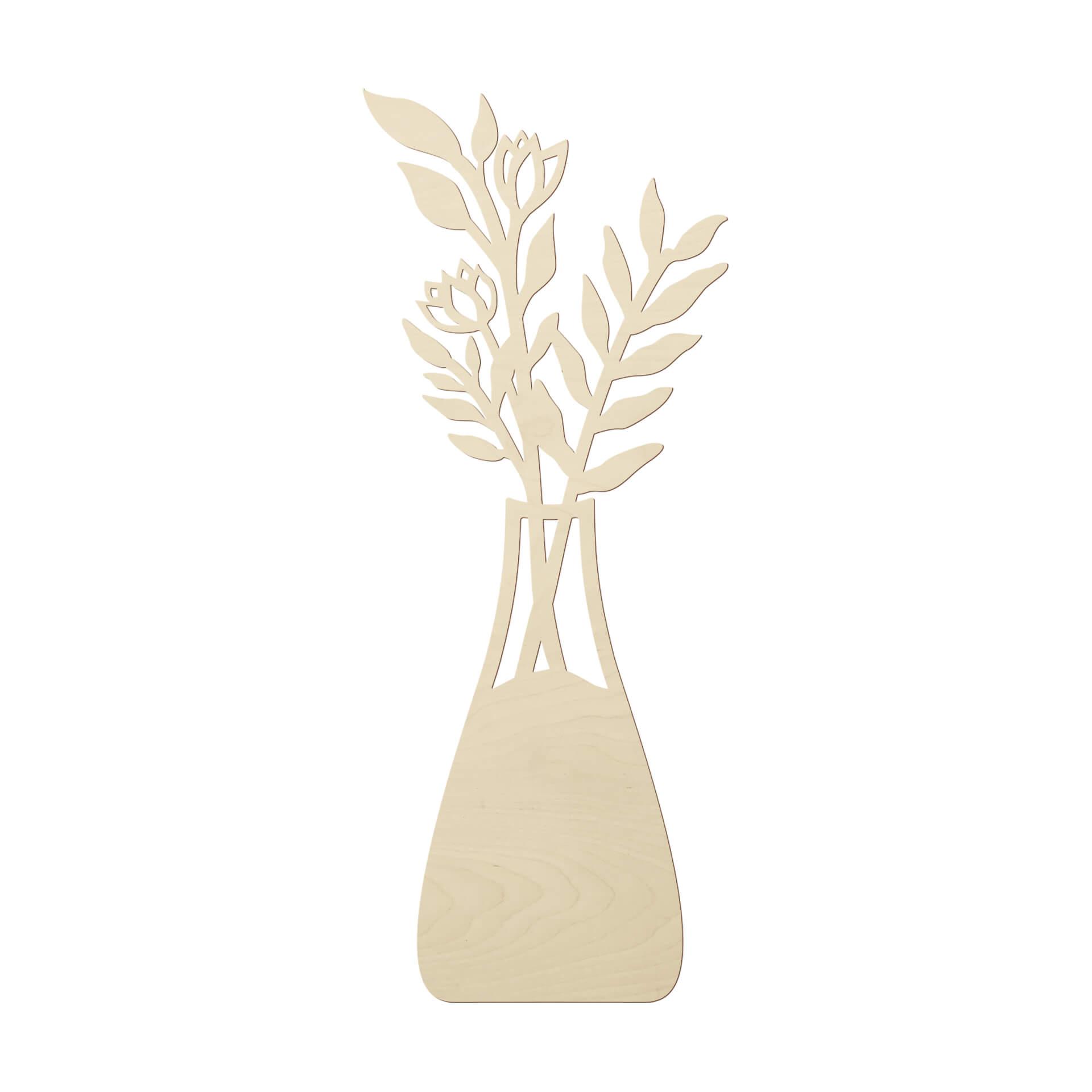 Decoración floral de madera - Ramo en jarrón - Madera de álamo