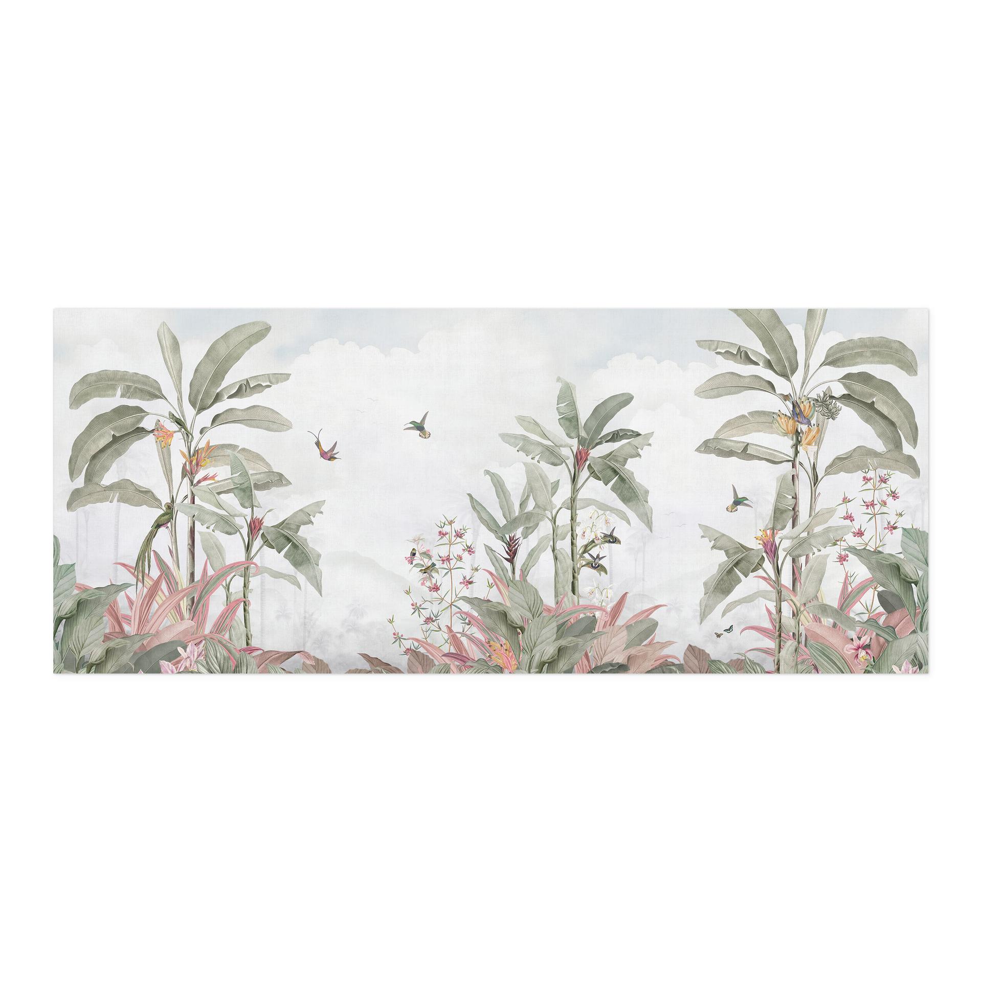 Salpicadero de cocina autoadhesivo Idilio tropical con colibrí azul - Bloomery Decor