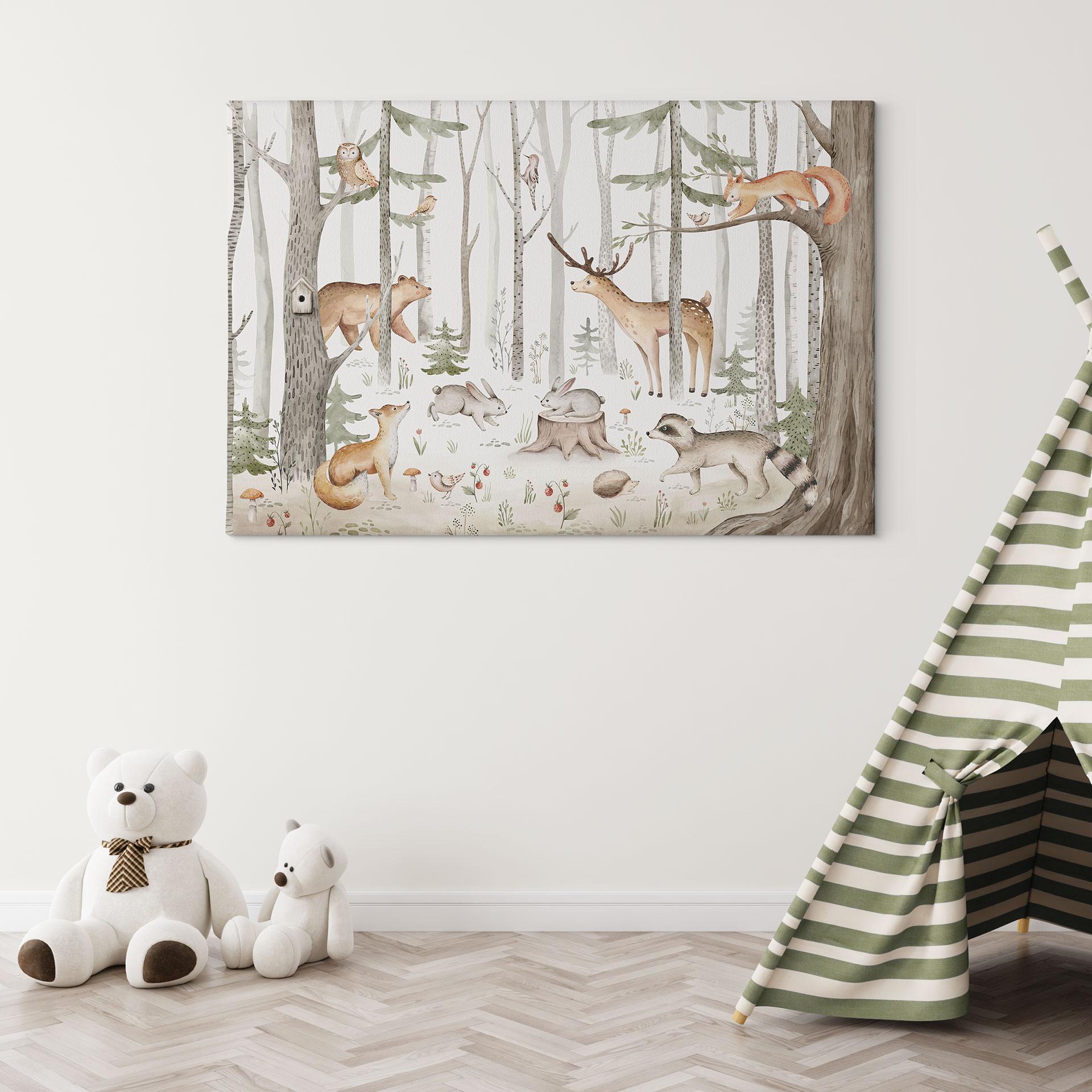 Canvasbillede eventyr med skovens dyr - Kvilis