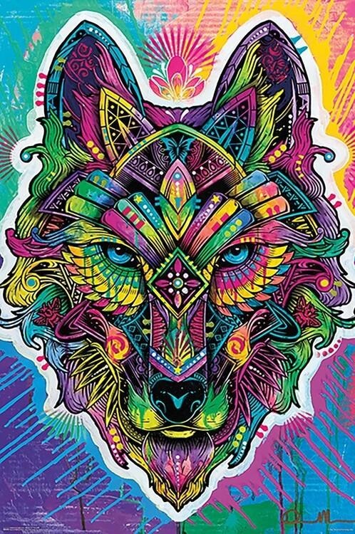 Poster Dean Russo - Wolf Shaman Pop Art 61x91,5 cm