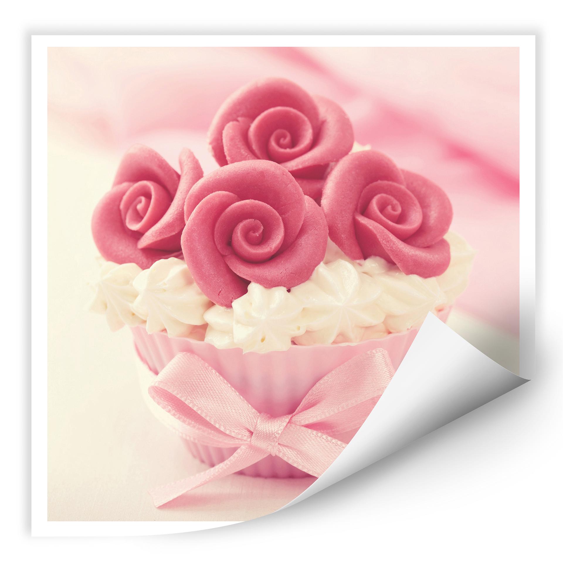 Zelfklevende Poster - Roses on Cupcake