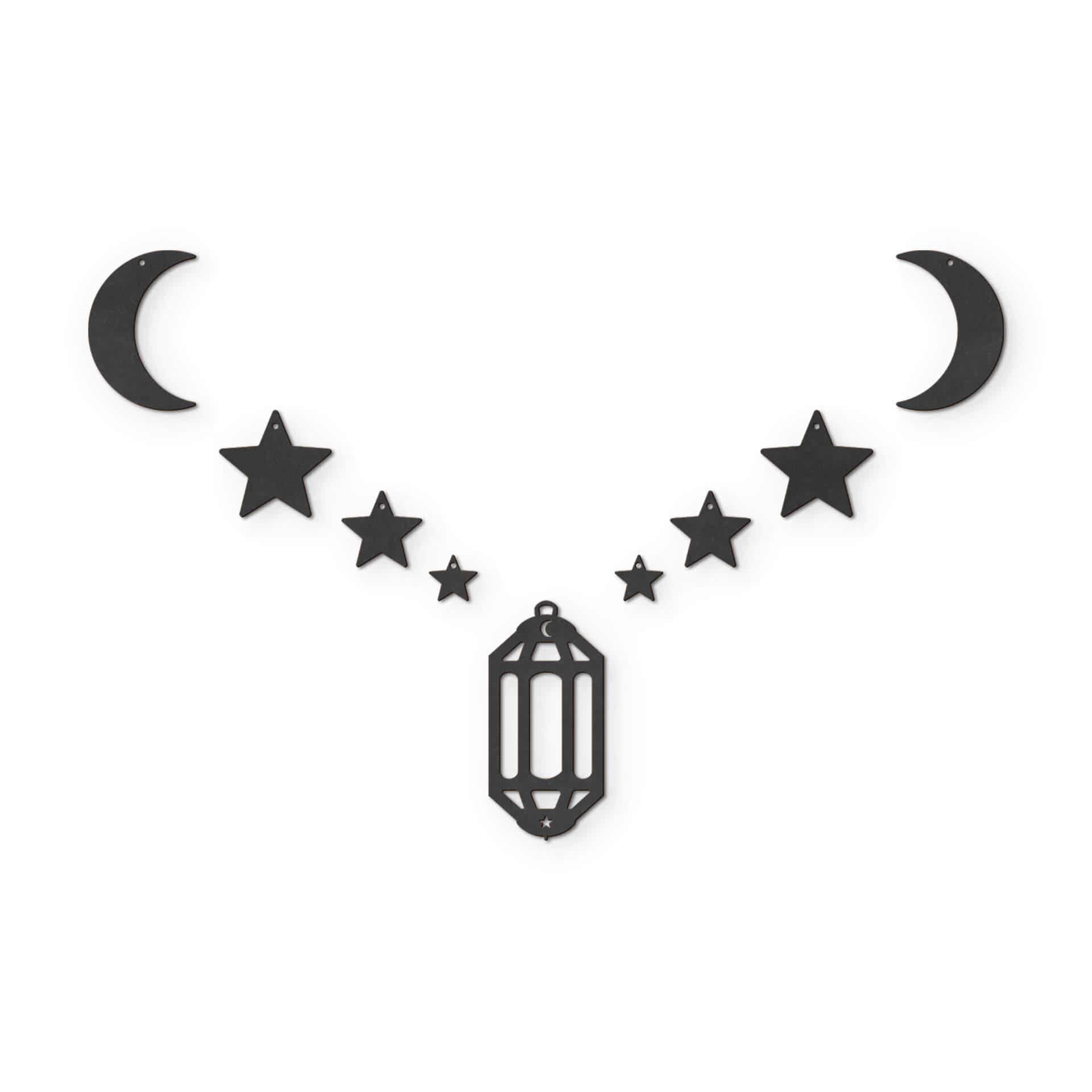 Decoro MDF Ramadan Set - Luna stelle e lanterna