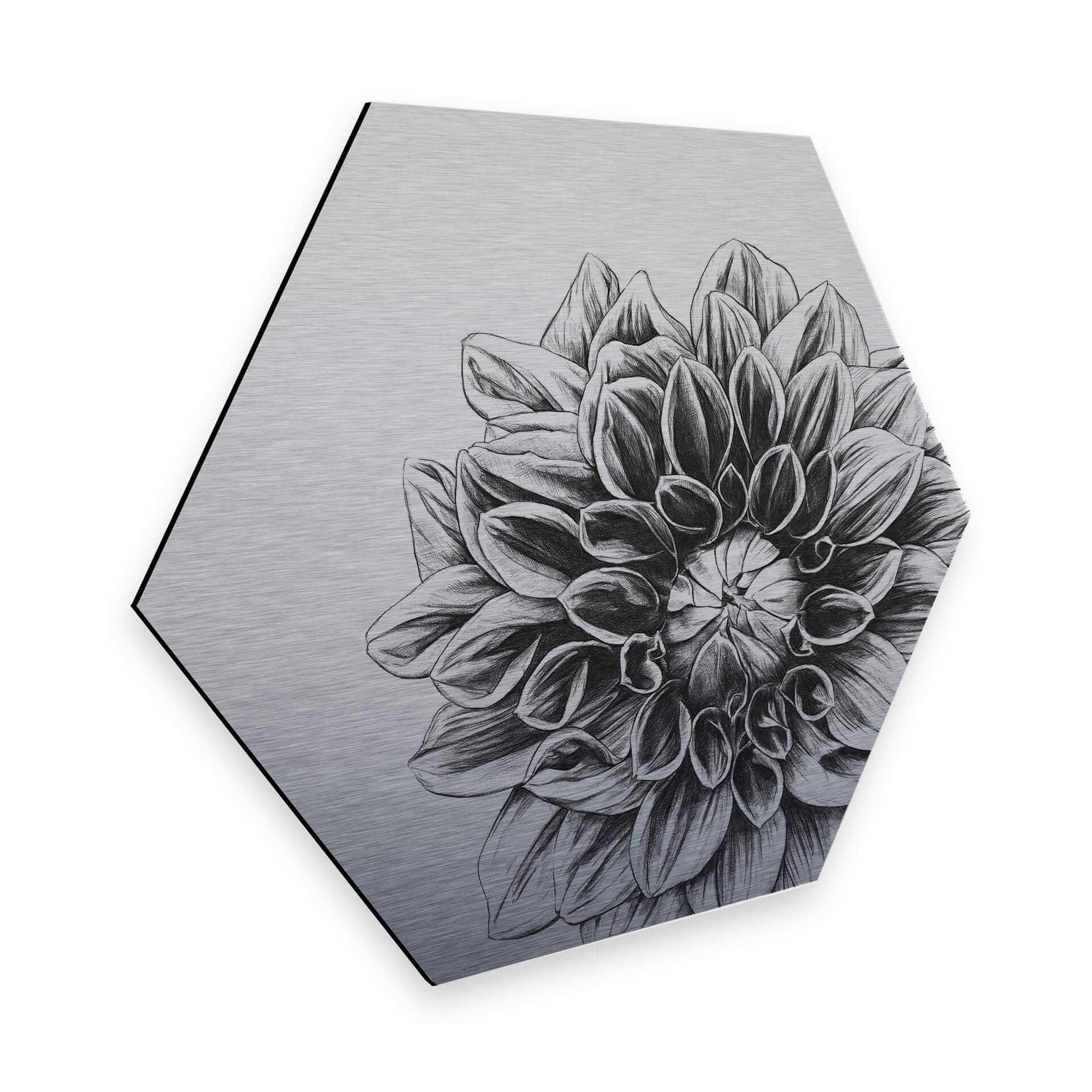 Hexagon - Alu-Dibond Zilver effect Kools Dahlia