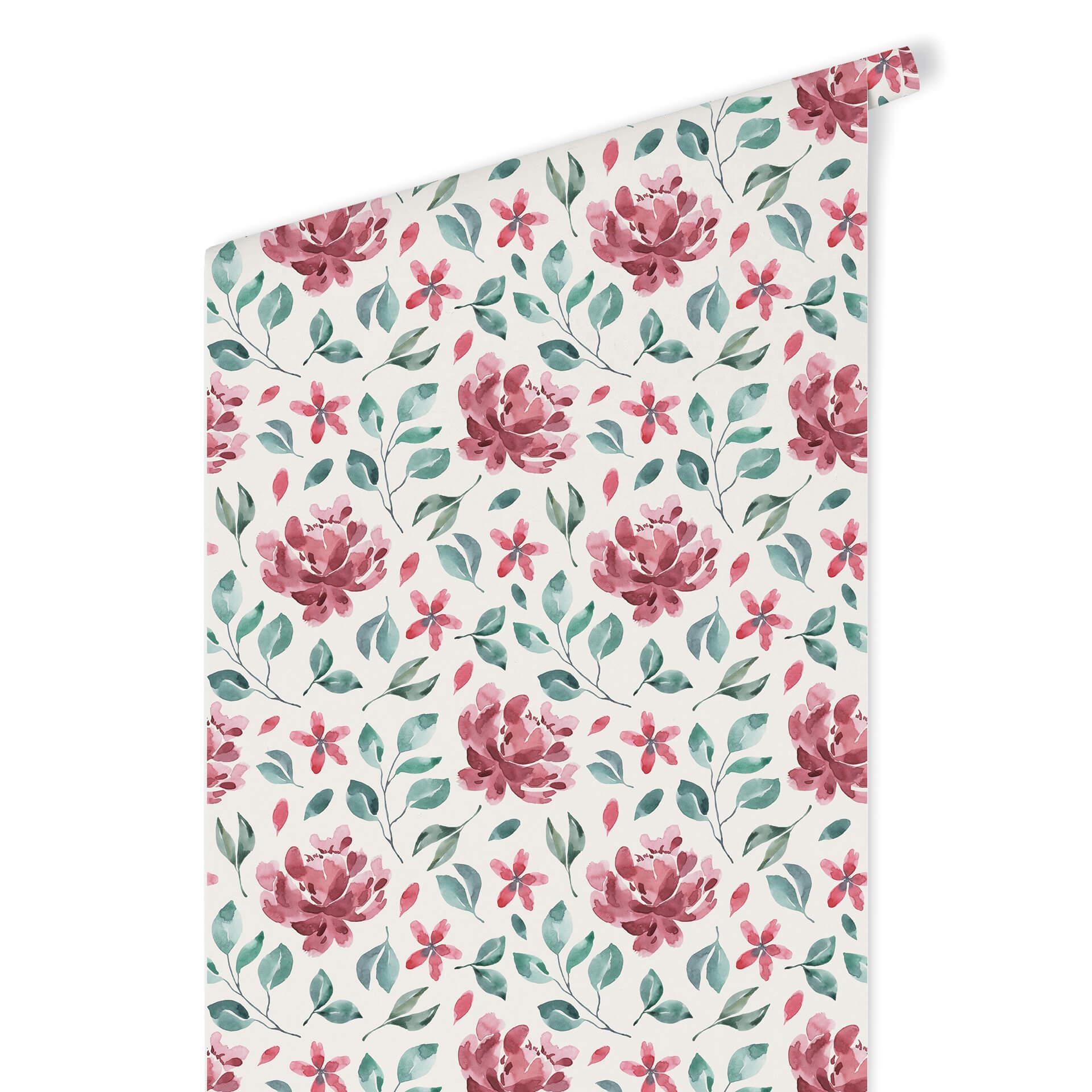 Patroonbehang – Aquarel Bloemen 02 – rood