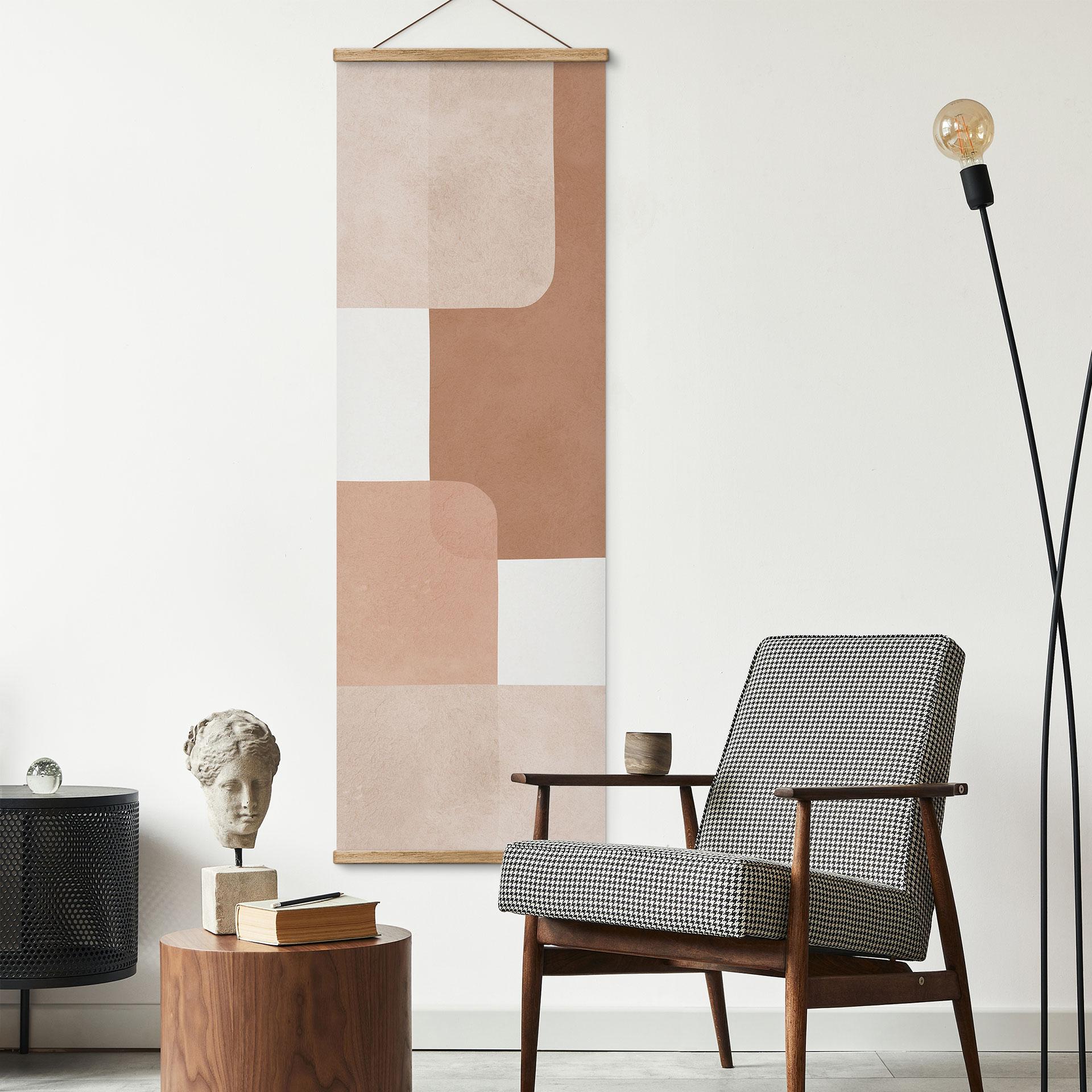Tekstil plakat Boho abstraktion i beige-brun - Costa - Panorama