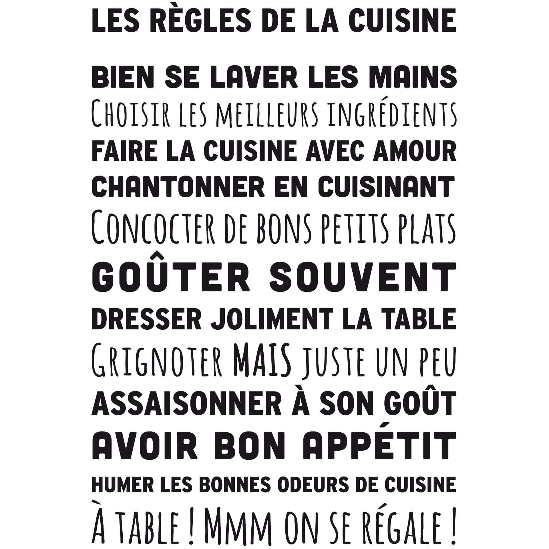 Adesivo murale Les Règles de la cuisine
