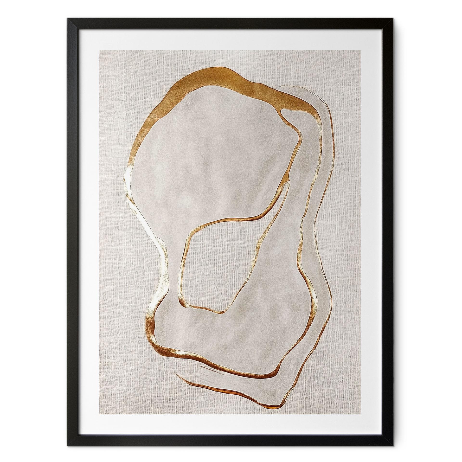 Abstrakt line art plakat i guld og beige - Alma