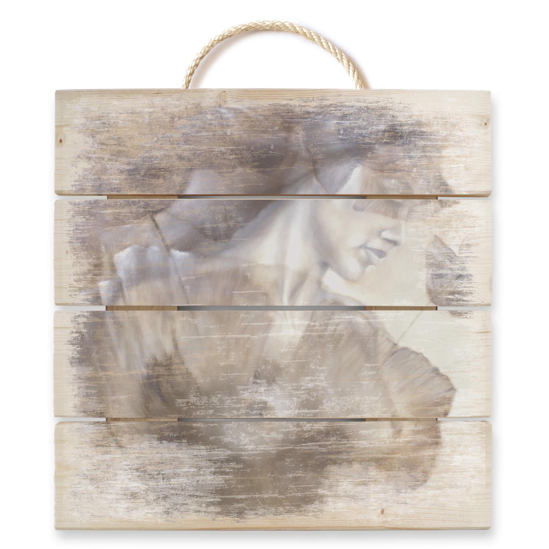 Holzbild Schmucker - Mohn und Akt - 40x41,5 cm