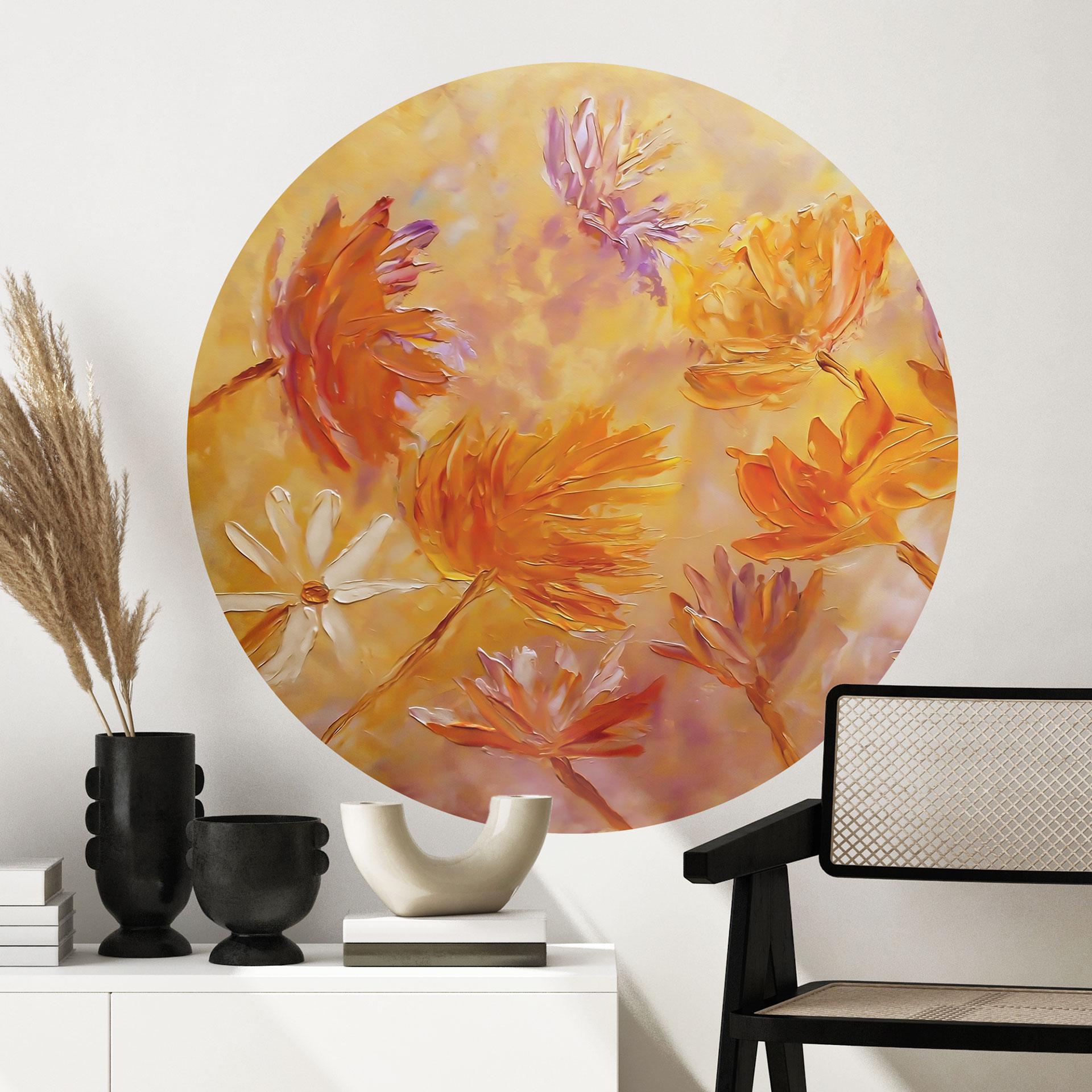 Wallsticker Golden flower rush - Pomata - Rund
