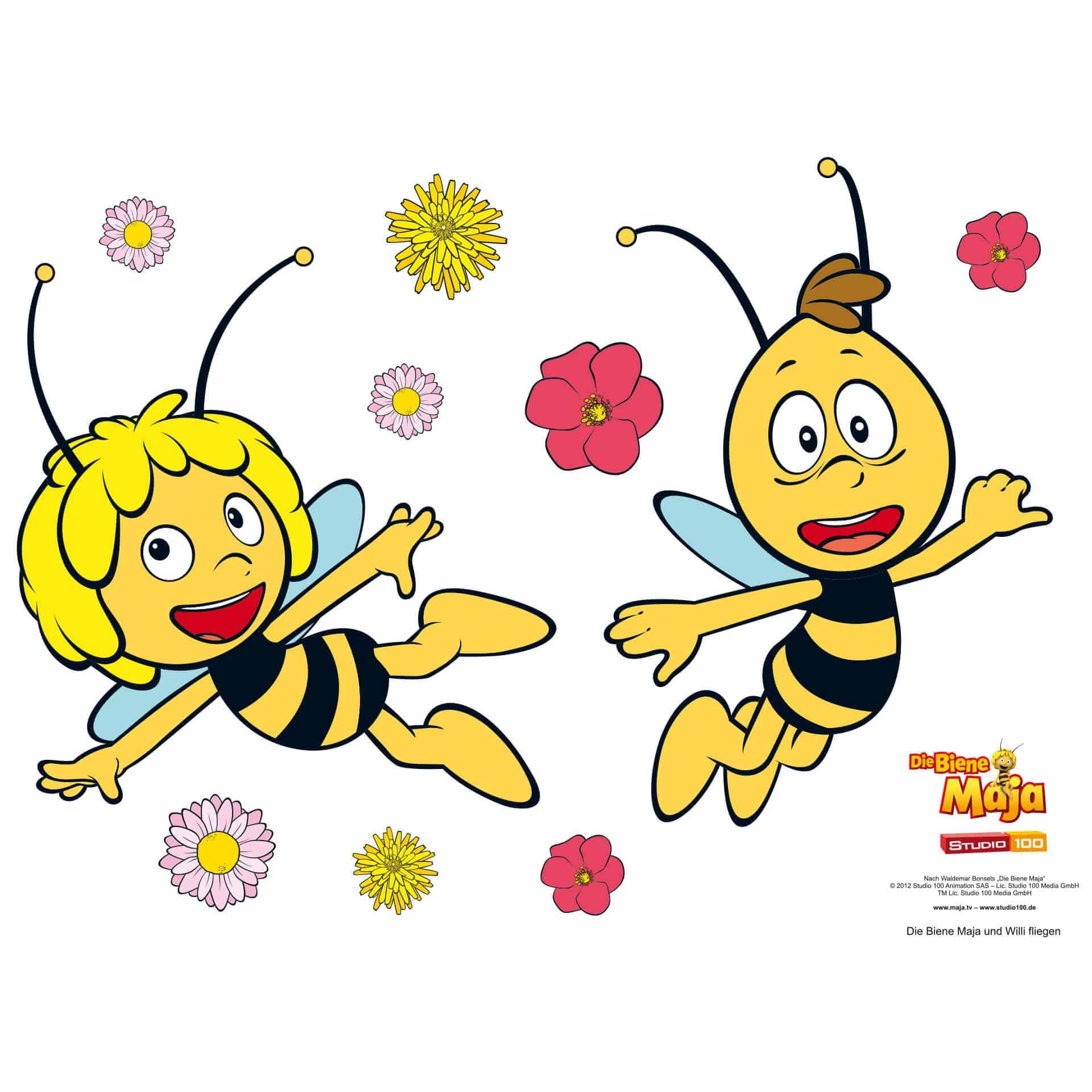 Wandtattoo Die Biene Maja und Willi fliegen