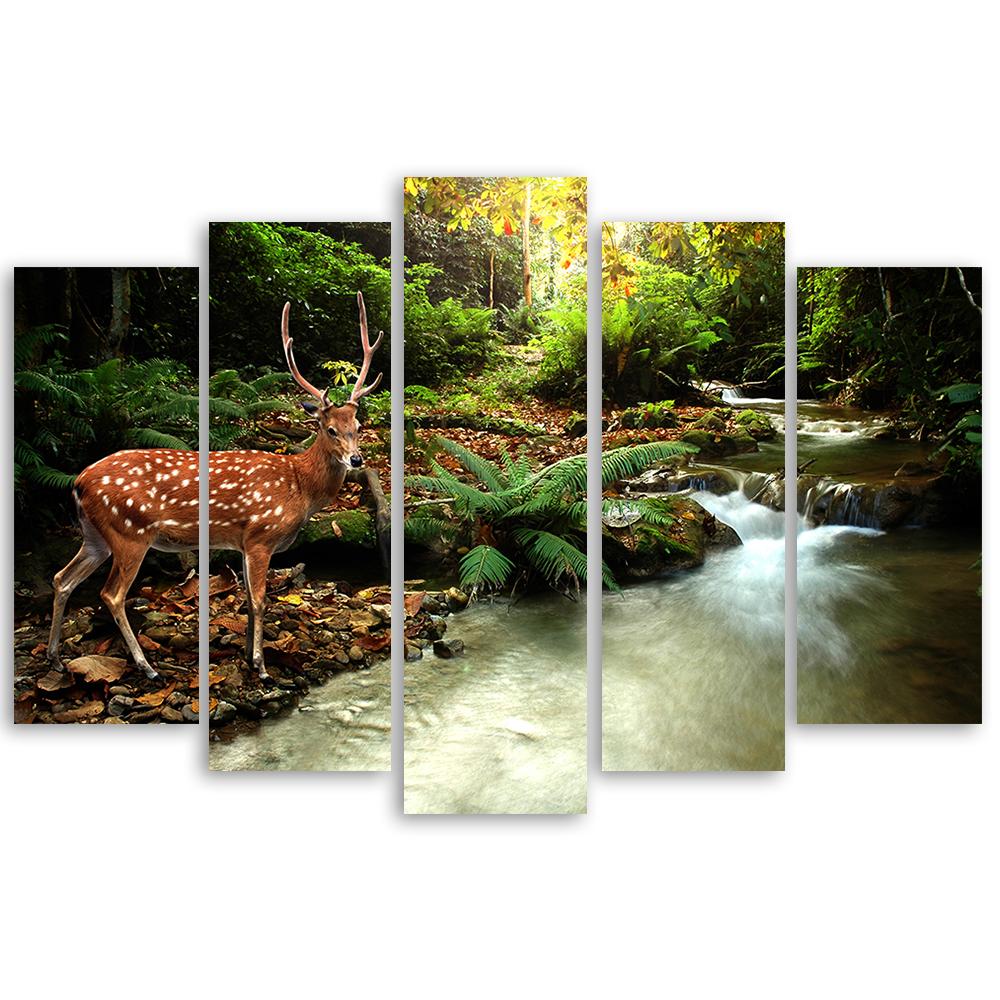 Lærredstryk 5 dele, Hirschwaldbach
