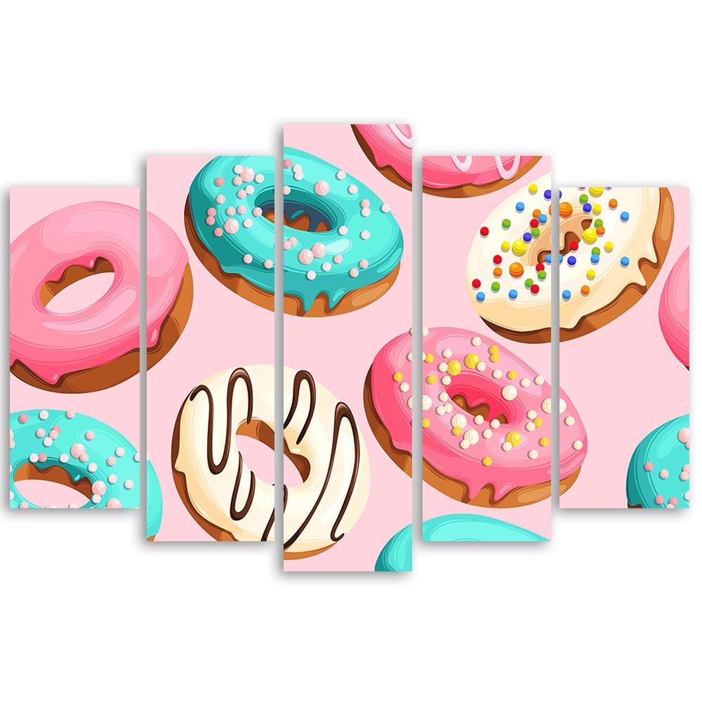 5 stykke lærredsprint, donuts kage