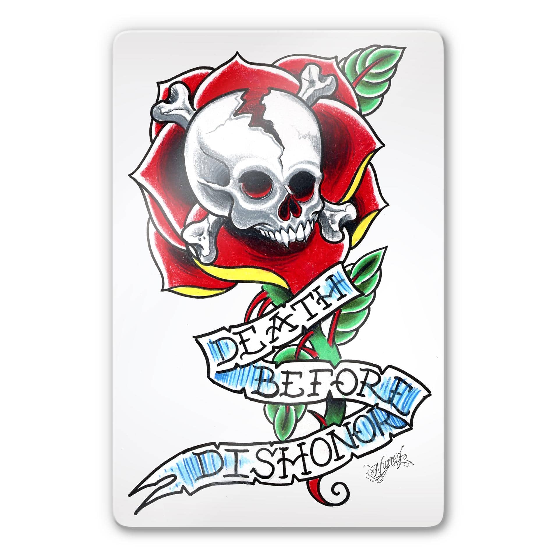 Tableau en verre - Miami Ink - Death Before Dishonor