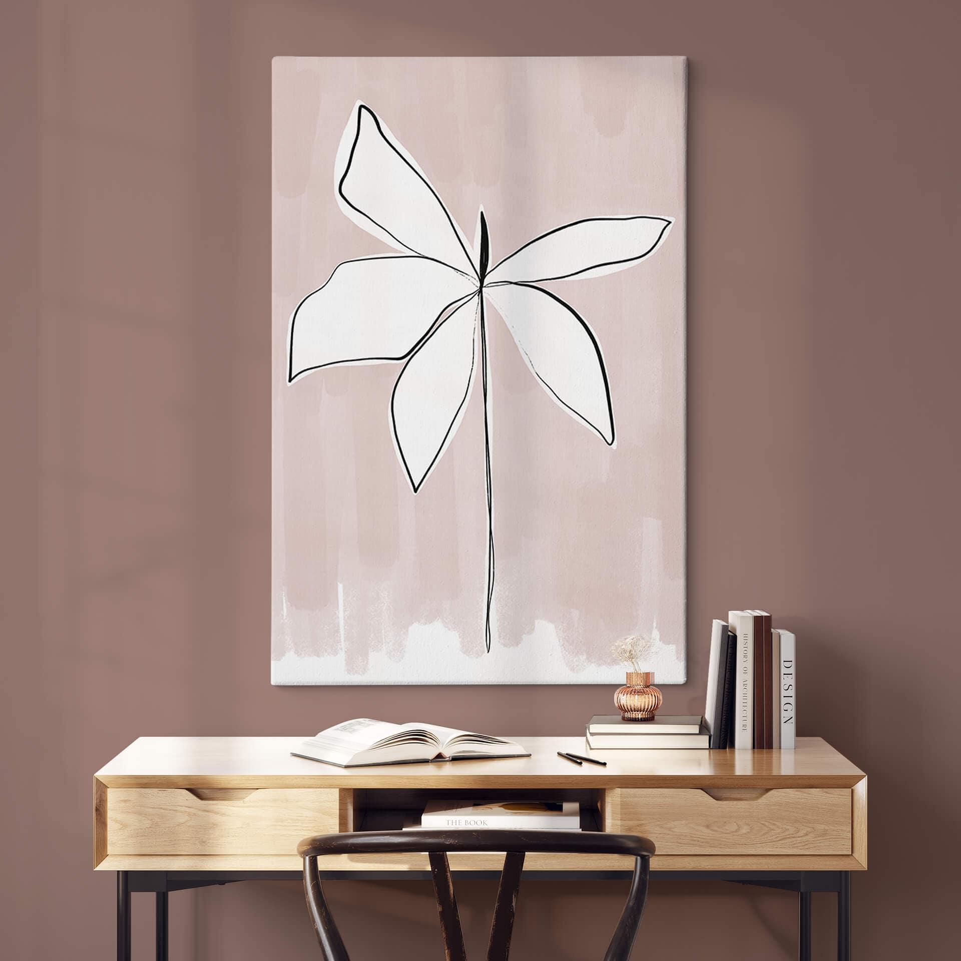 Canvas Uplusmestudio - Line Art Flower - Abstracte Bloem