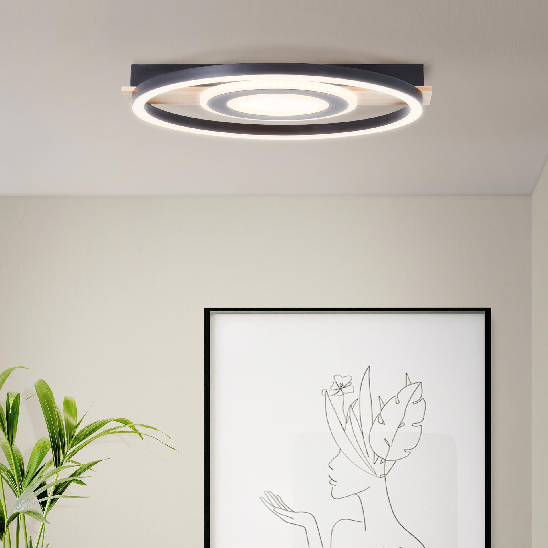 Deckenleuchte Leopold, braun, 5,5 x 39 cm, Holz Moderne LED-Deckenleuchte, dimmbar