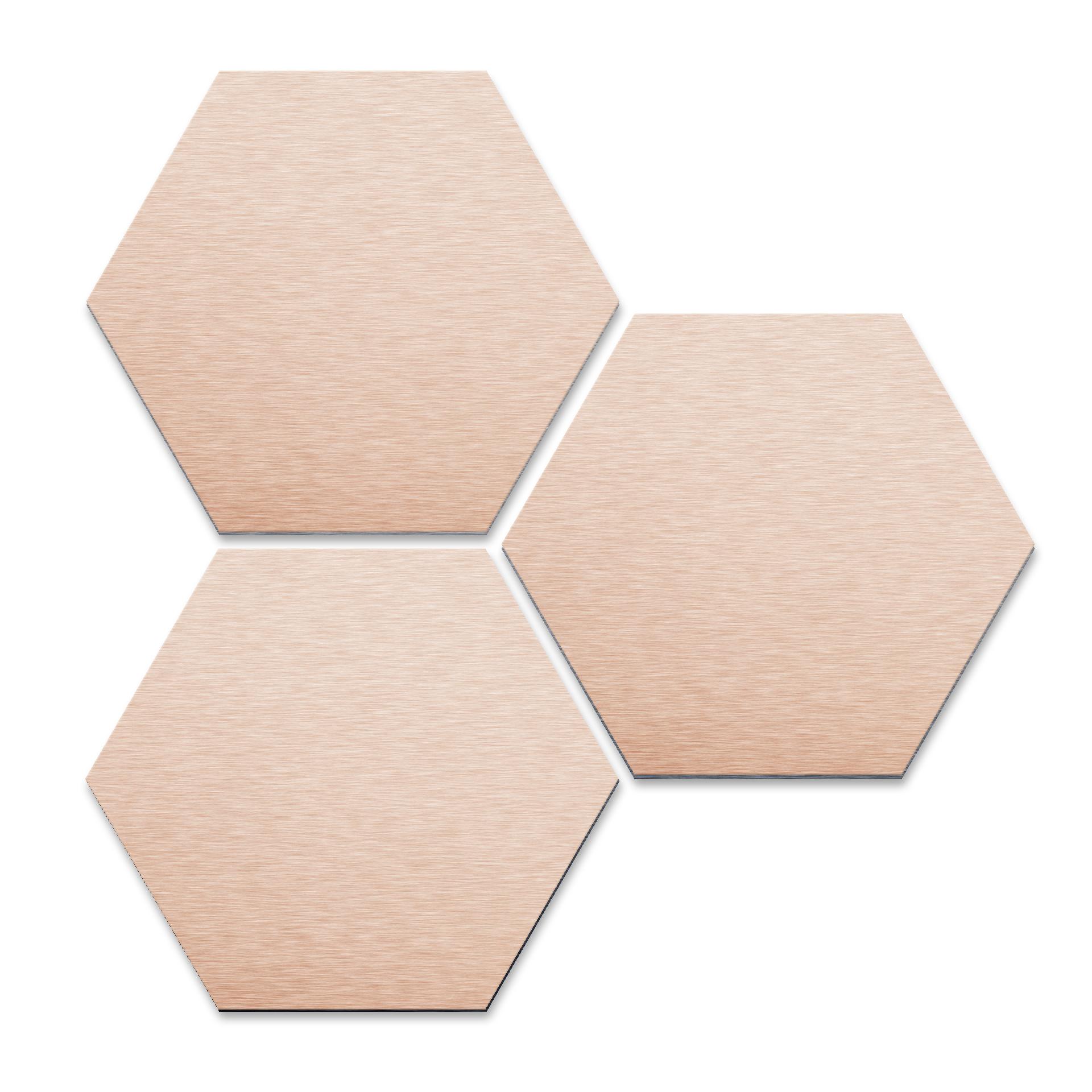 Hexagon - Alu-Dibond-Kupfereffekt (3er Set)
