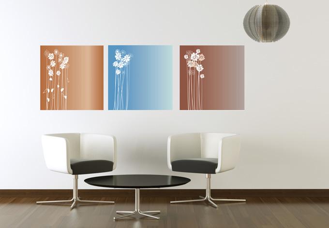 Muurprints Bloemen Drieluik