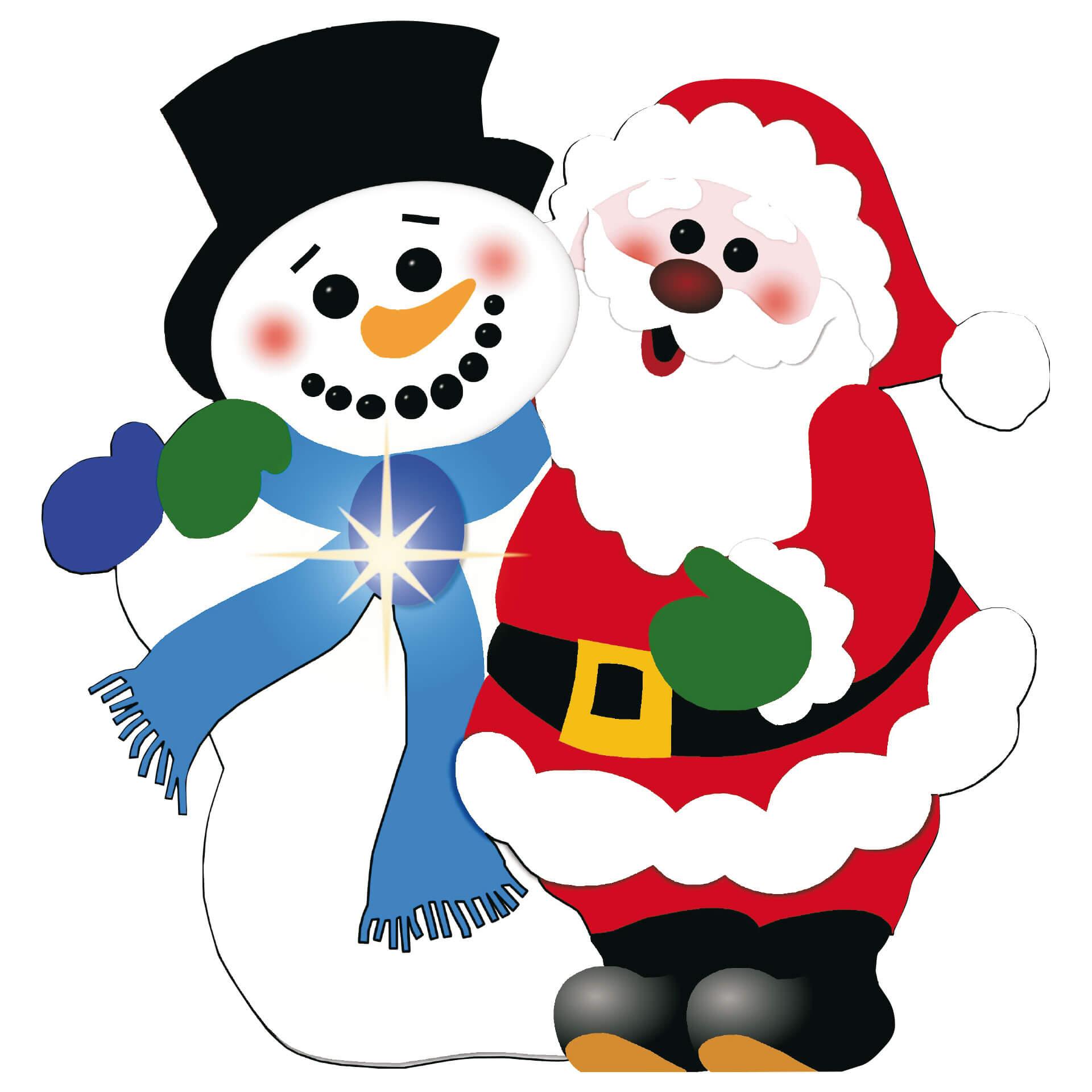 Fensterbild Schnee- und Weihnachtsmann